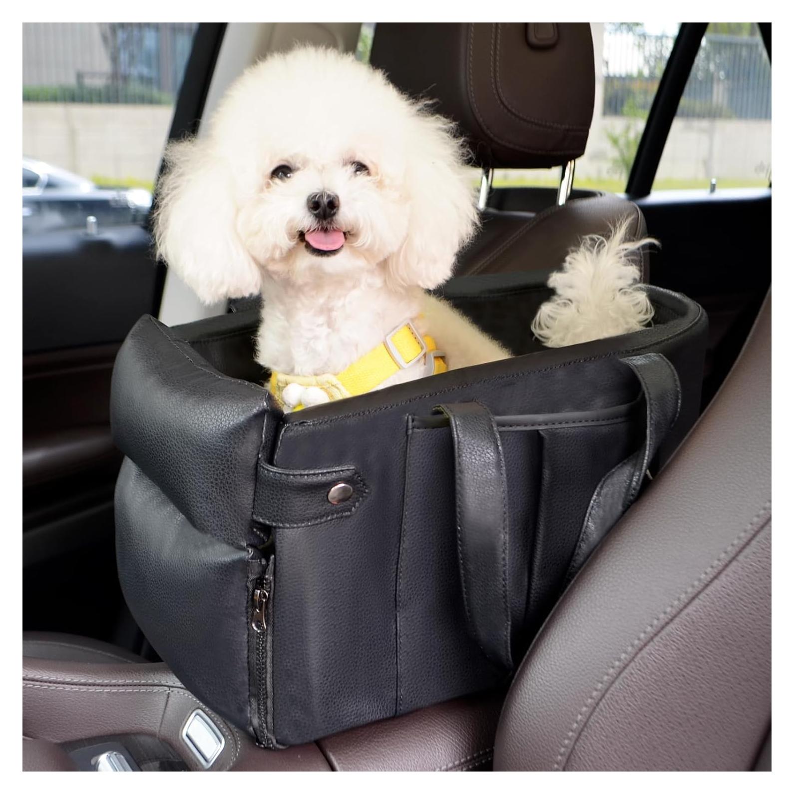 Asiento de coche para perros AOOTOOLINK 2 en 1 cuero impermeable