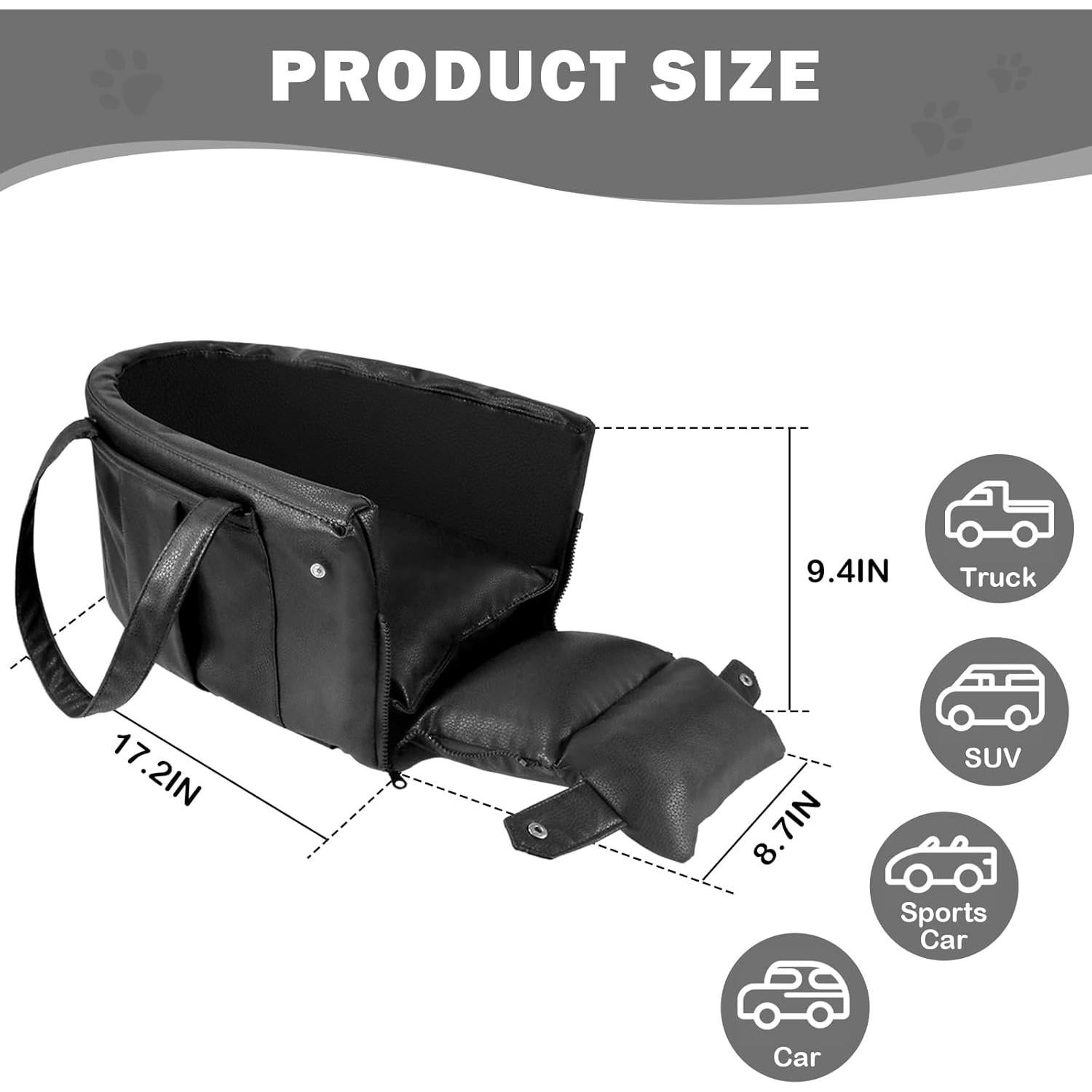 Asiento de coche para perros AOOTOOLINK 2 en 1 cuero impermeable