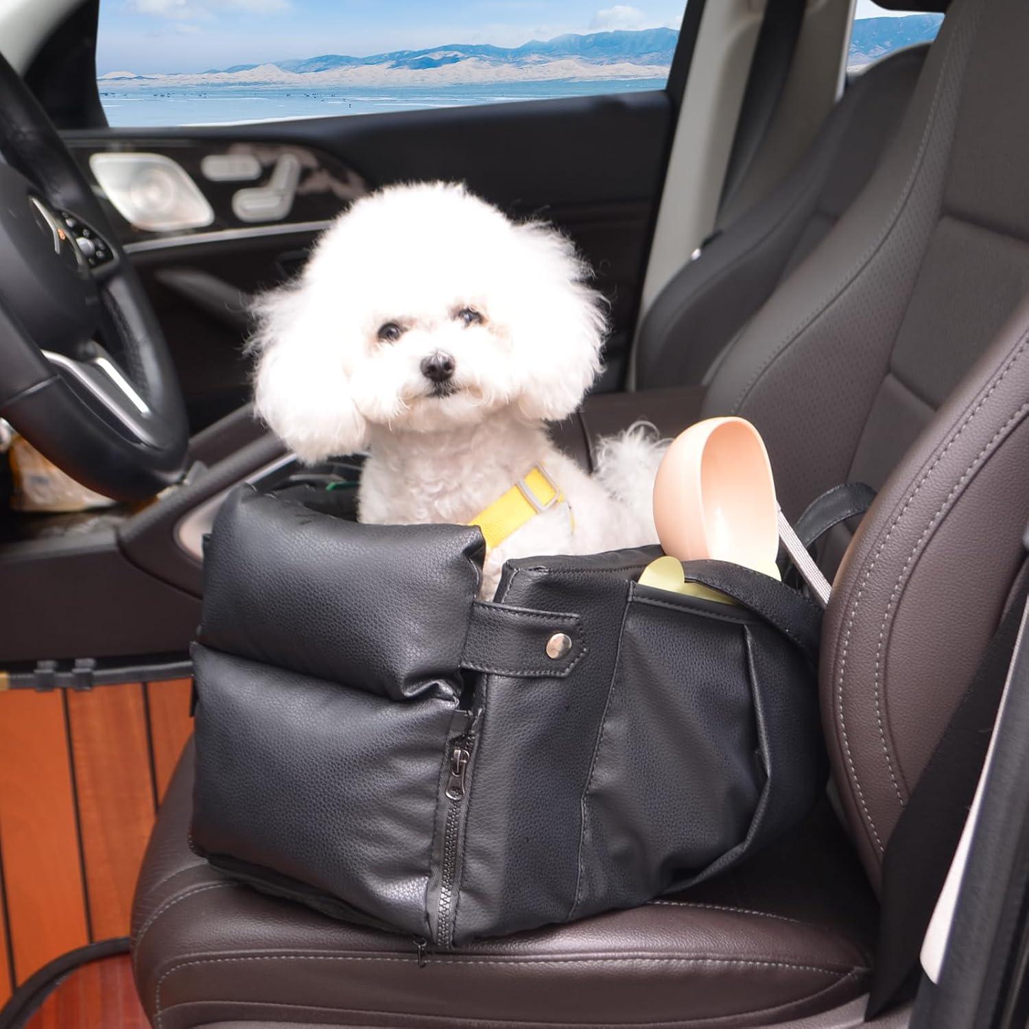 Asiento de coche para perros AOOTOOLINK 2 en 1 cuero impermeable
