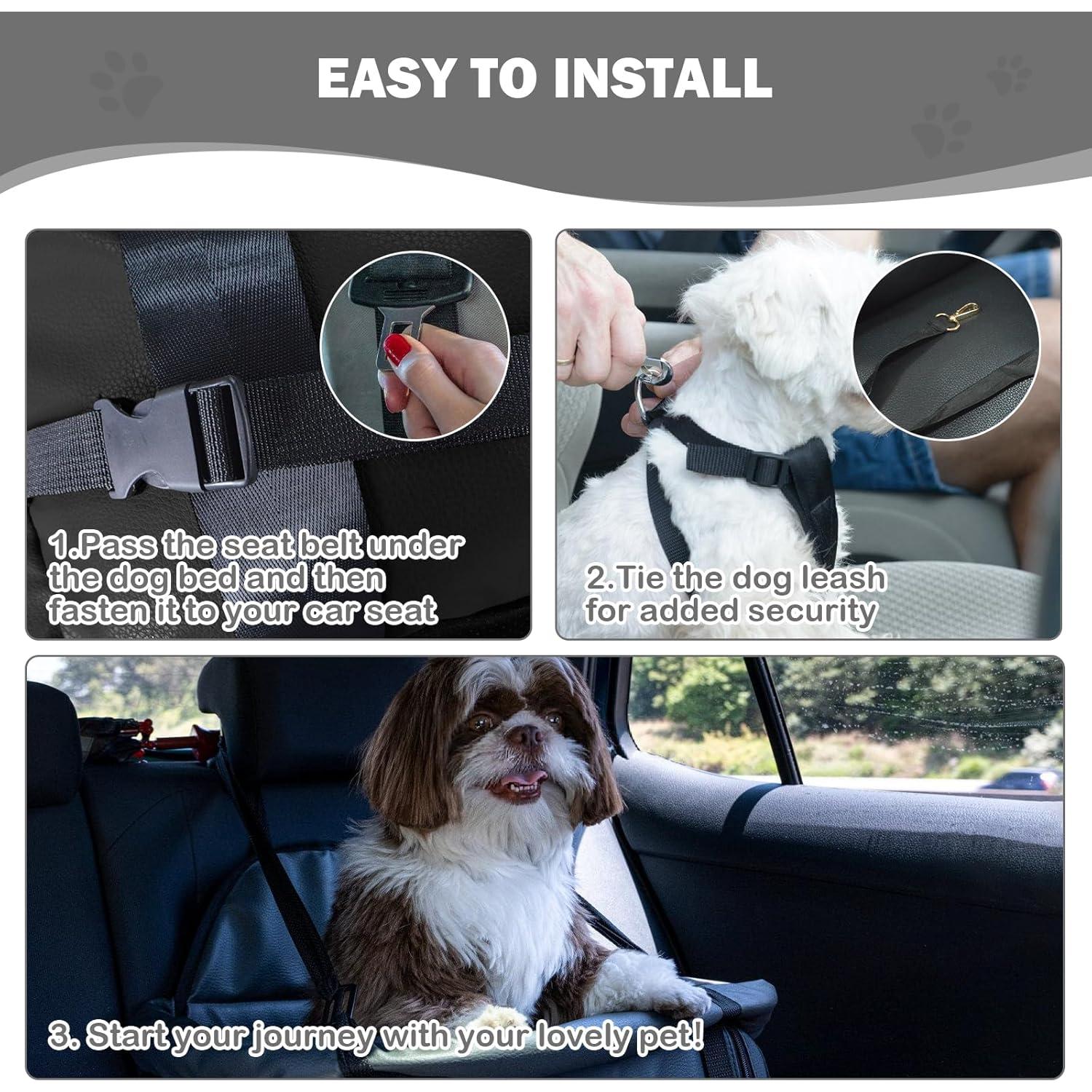 Asiento de coche para perros AOOTOOLINK 2 en 1 cuero impermeable