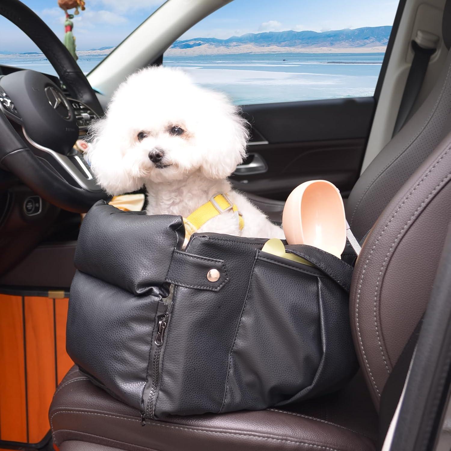 Asiento de coche para perros AOOTOOLINK 2 en 1 cuero impermeable