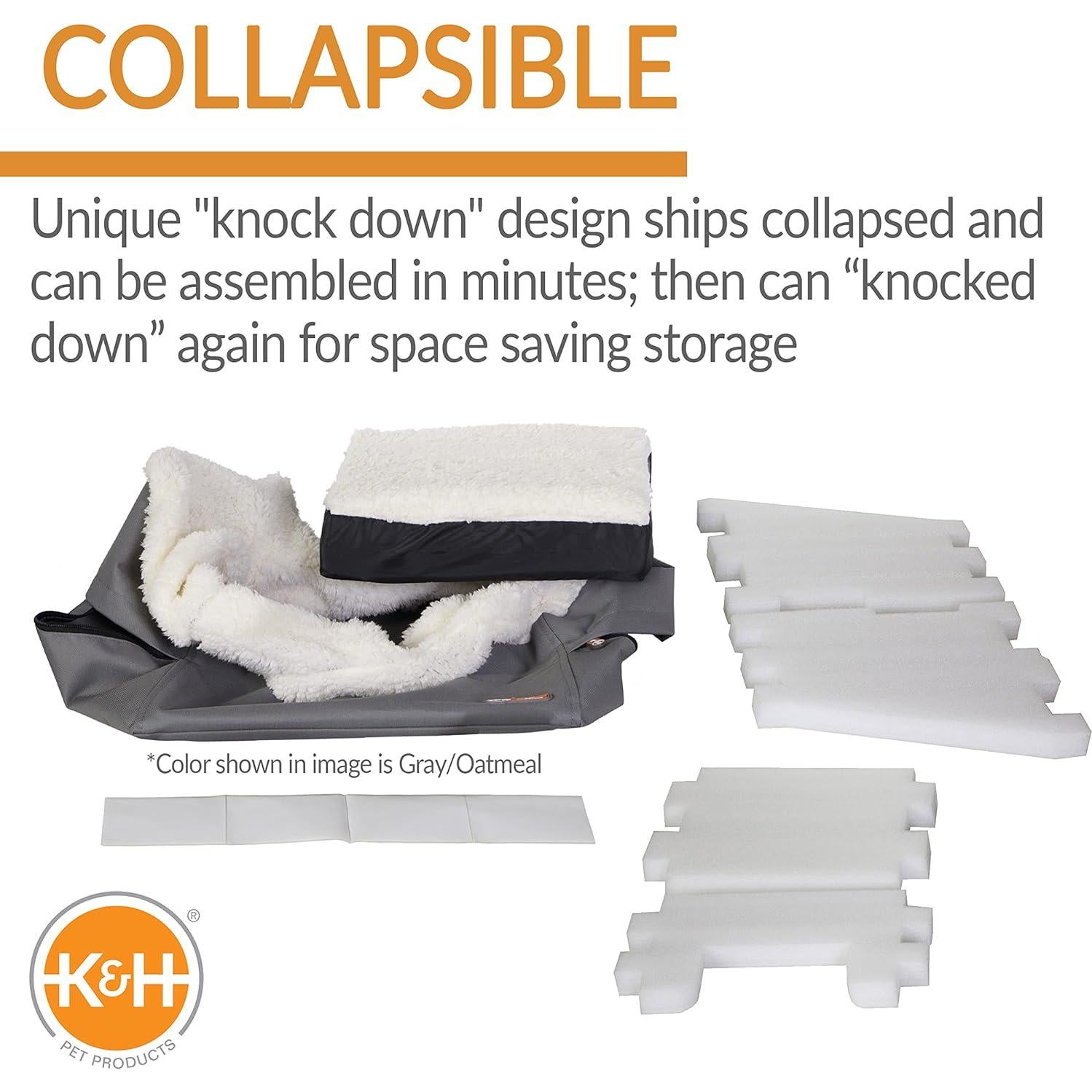 Asiento Elevador para Mascotas K&H Grande Plegable Negro/Gris