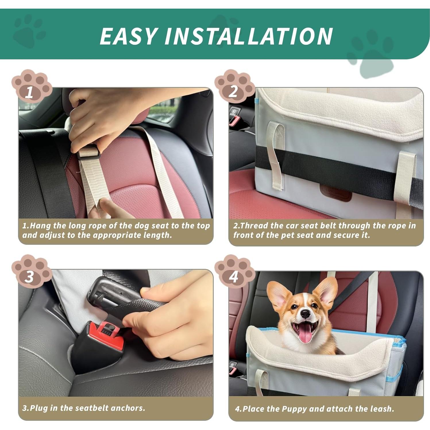 Asiento de coche para perros pequeños Threedokke 41x32x28cm