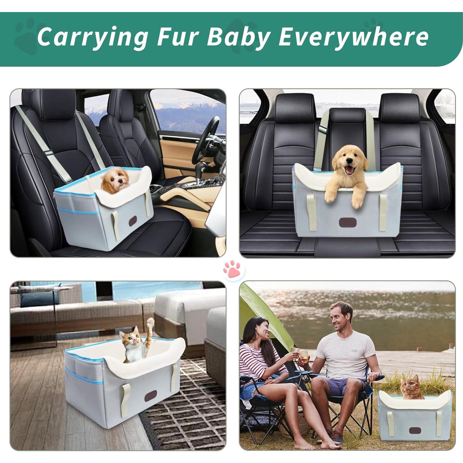 Asiento de coche para perros pequeños Threedokke 41x32x28cm