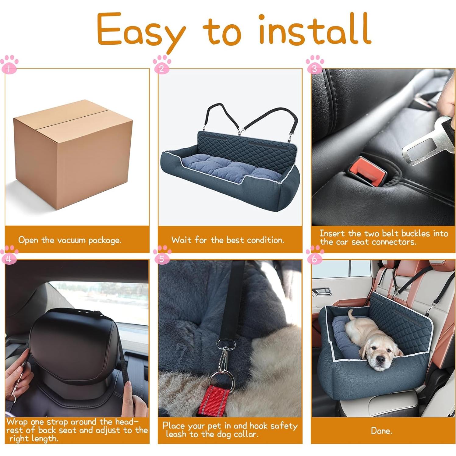 Asiento de Coche para Perros Grandes Hepeeng 119 cm Lavable