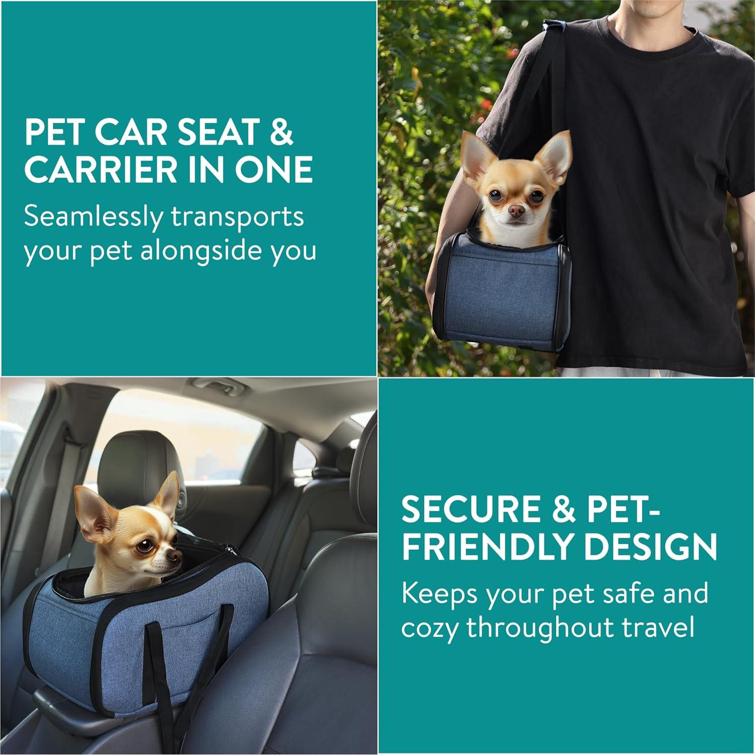 Asiento de Coche para Perros Navaris - Elevador y Cama 38x24cm