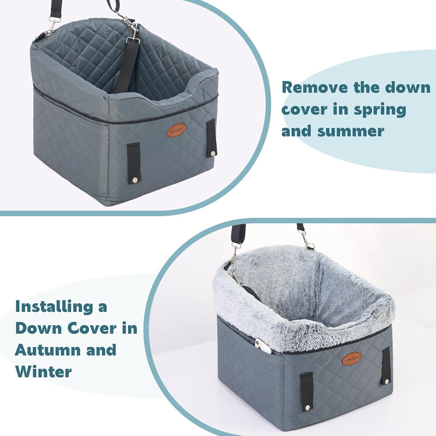 Asiento de Coche para Perros UWELL PETS Gris Elevador Antideslizante