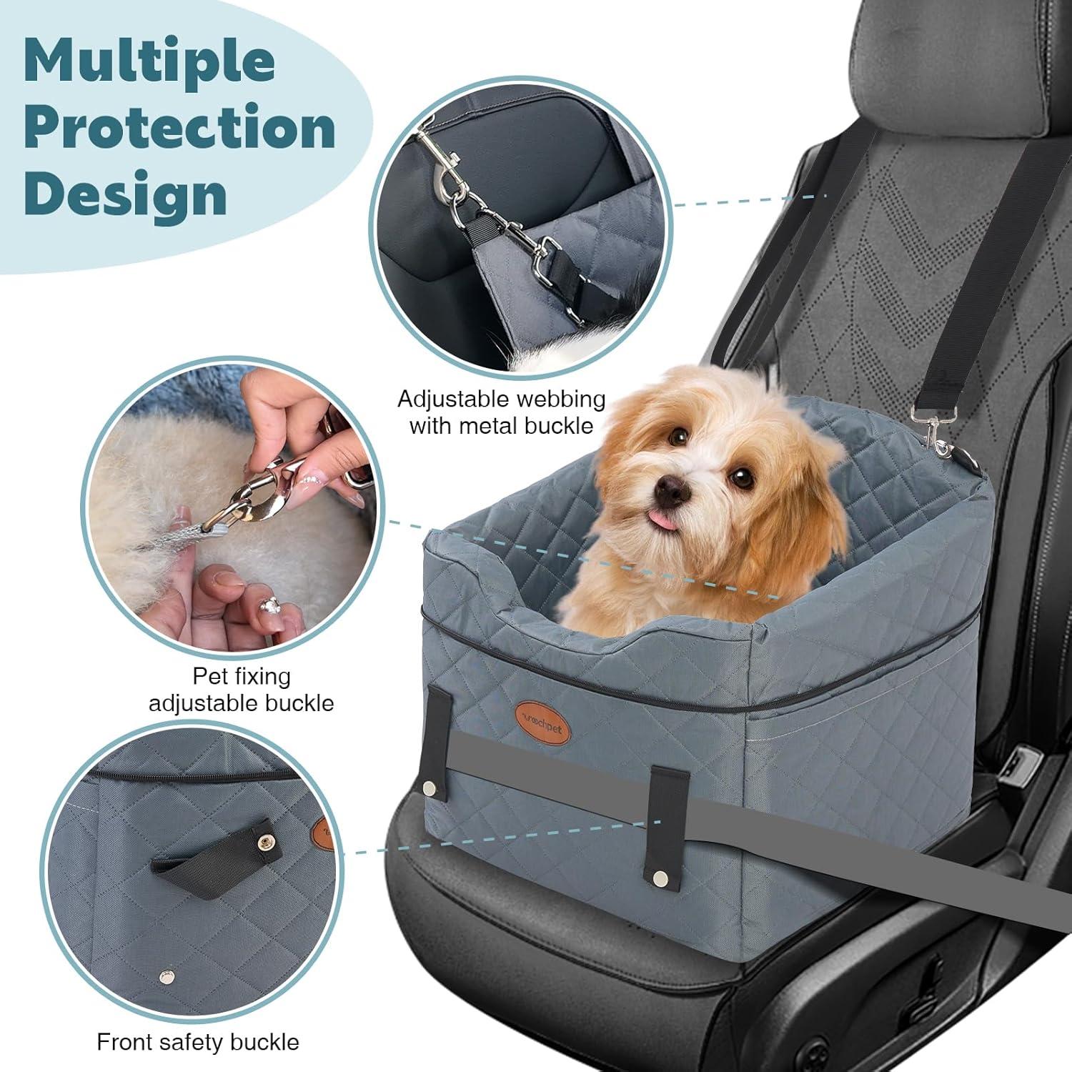 Asiento de Coche para Perros UWELL PETS Gris Elevador Antideslizante