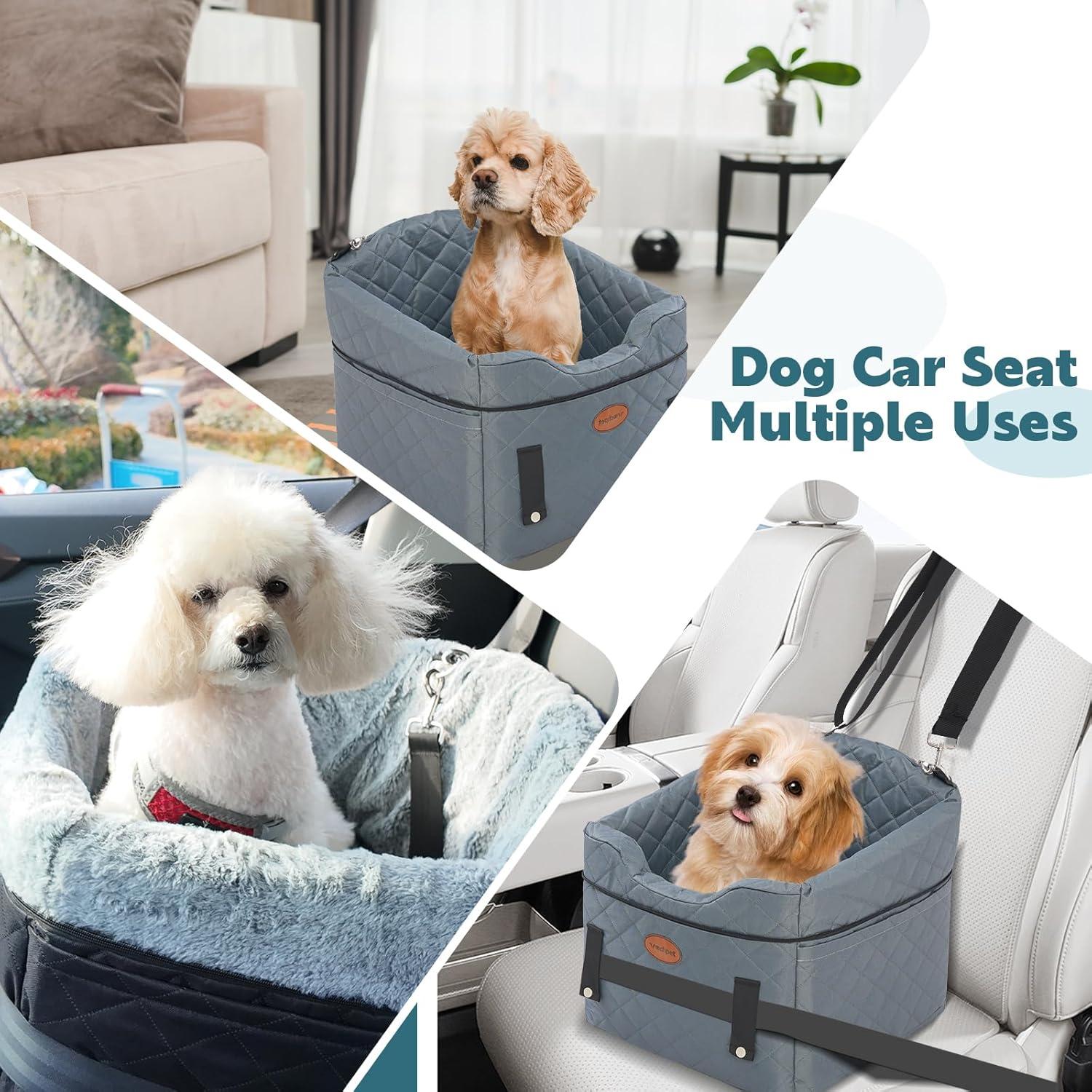 Asiento de Coche para Perros UWELL PETS Gris Elevador Antideslizante