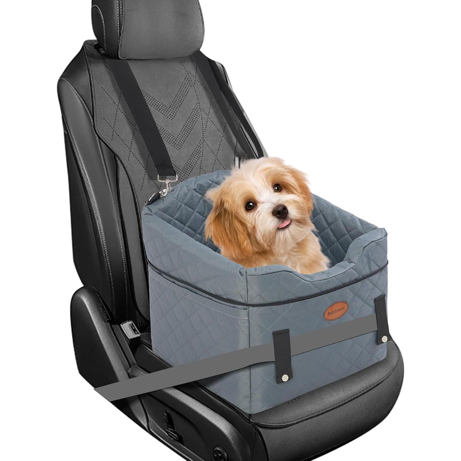 Asiento de Coche para Perros UWELL PETS Gris Elevador Antideslizante
