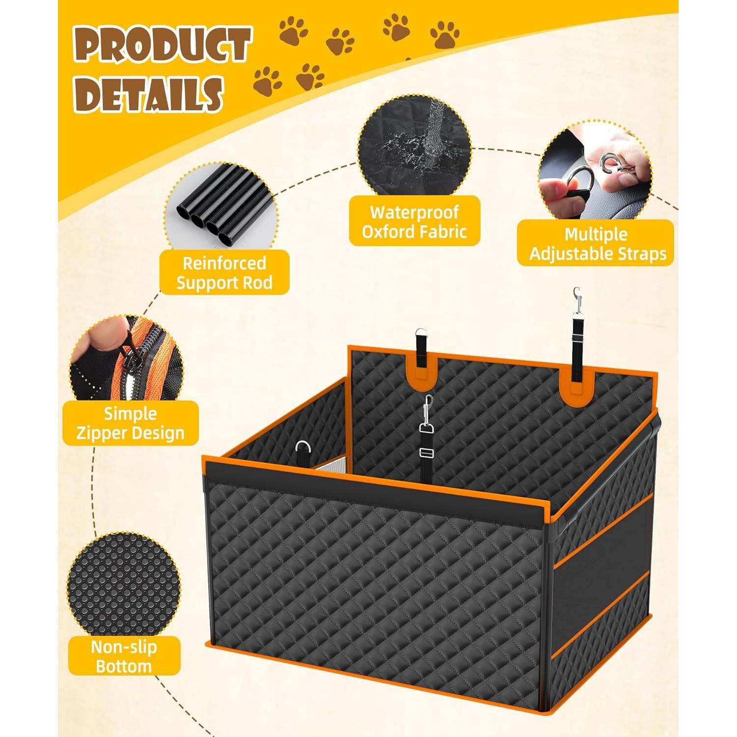 Asiento de coche para perros EPN grande, 56x70cm, impermeable