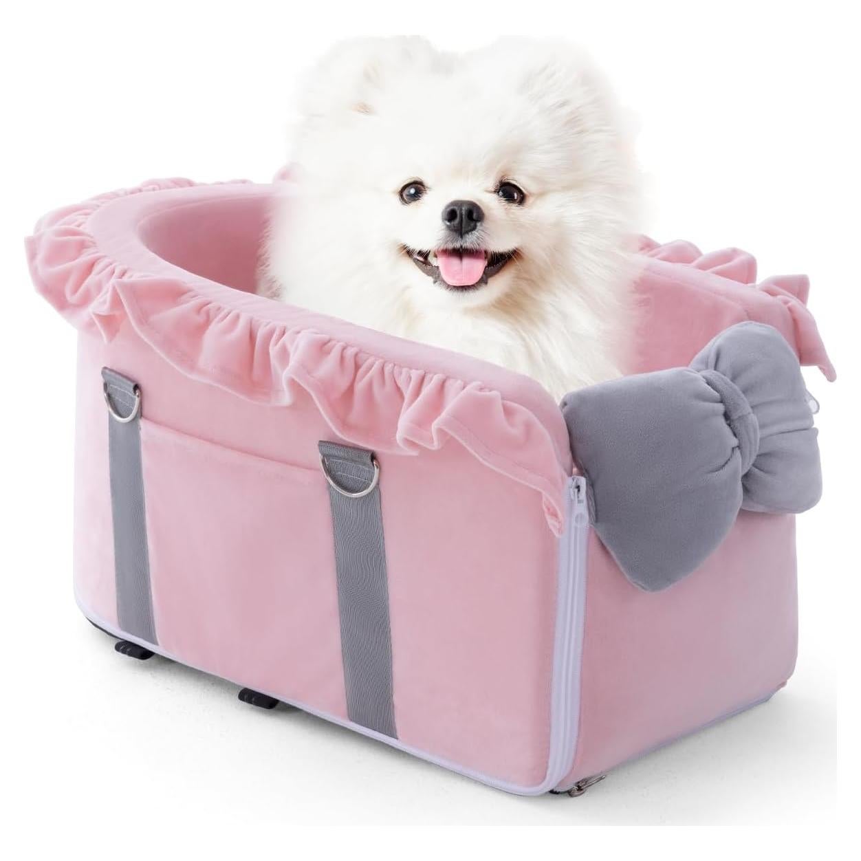 Asiento de Coche para Perros y Gatos Pequeños Jaoul - Rosa Gris