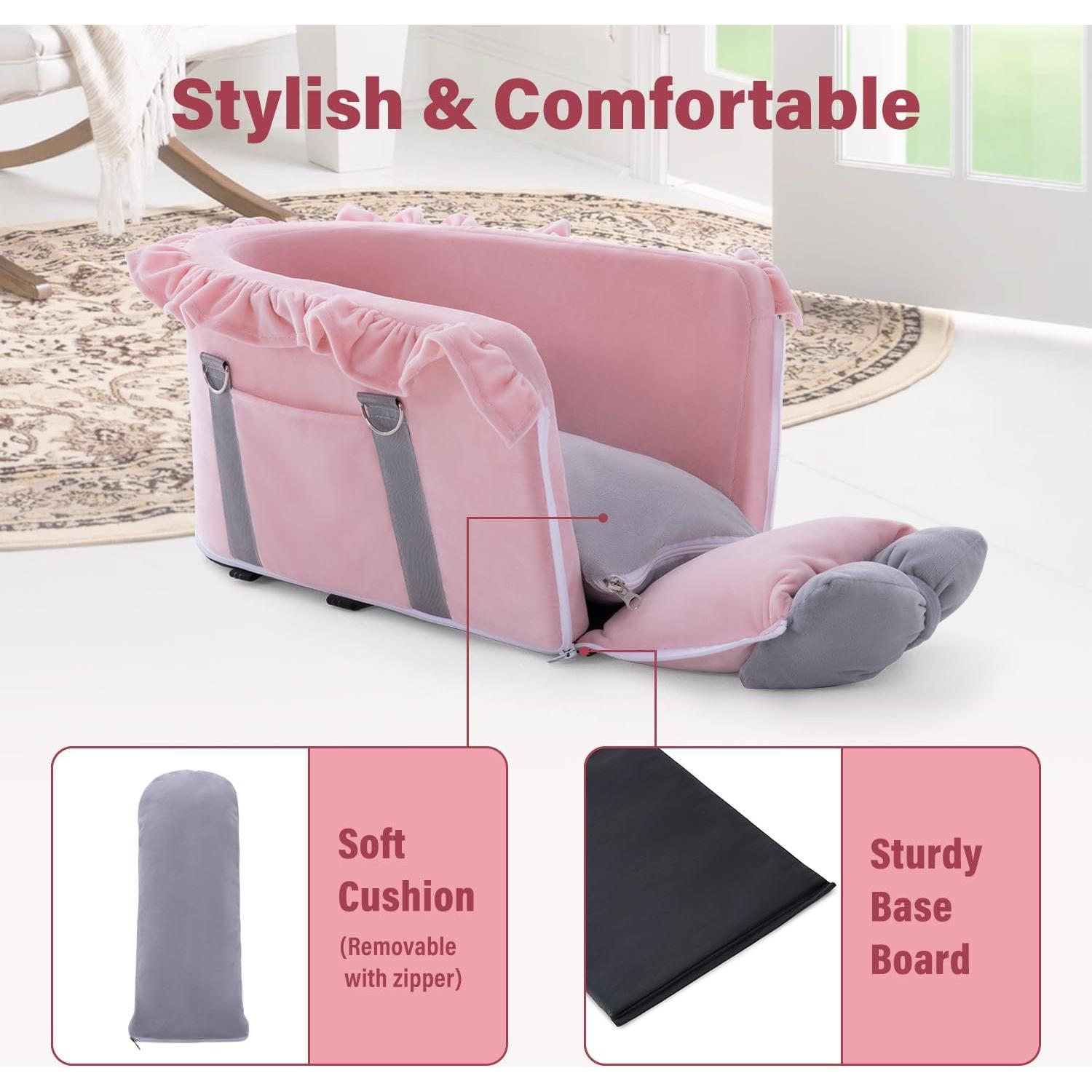 Asiento de Coche para Perros y Gatos Pequeños Jaoul - Rosa Gris