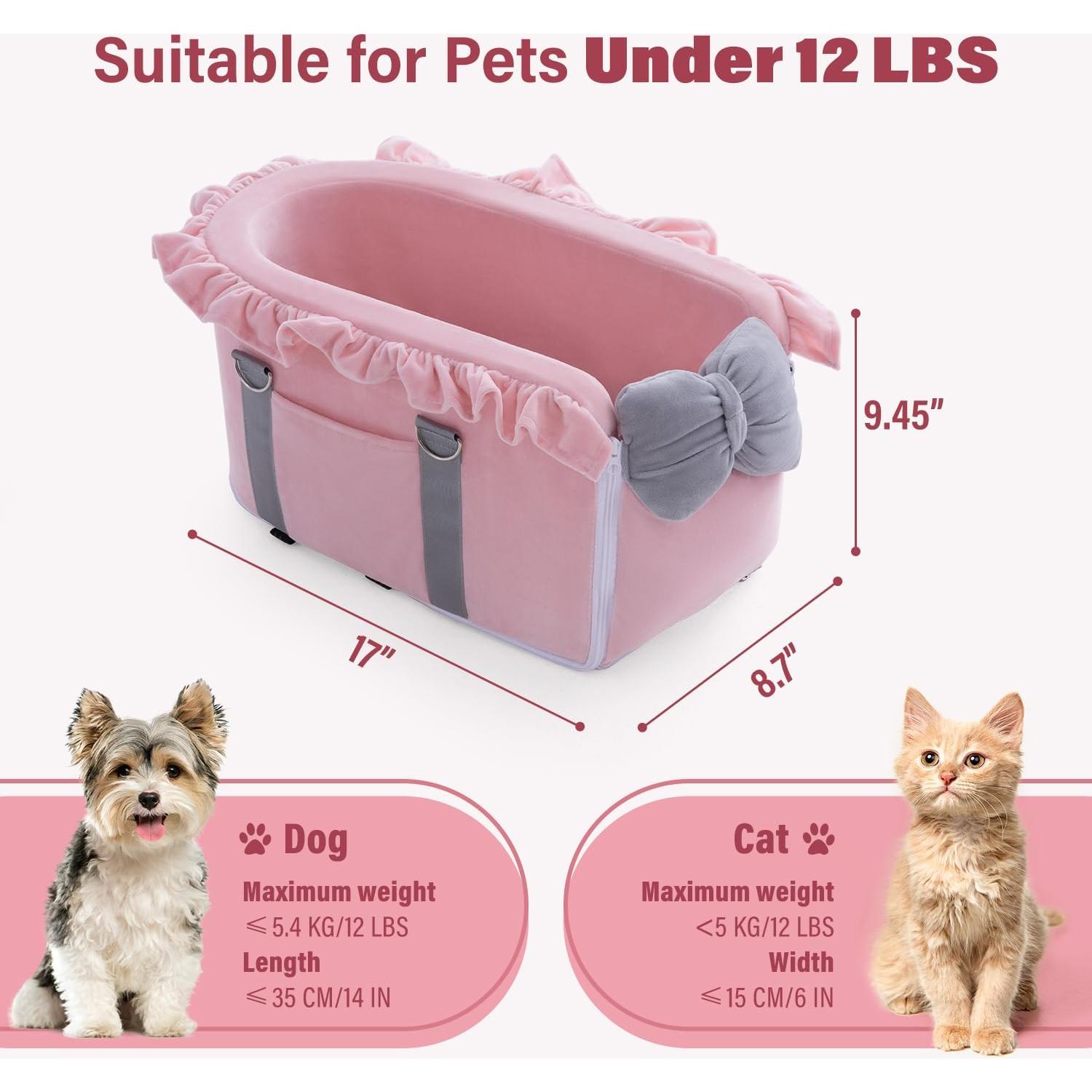 Asiento de Coche para Perros y Gatos Pequeños Jaoul - Rosa Gris