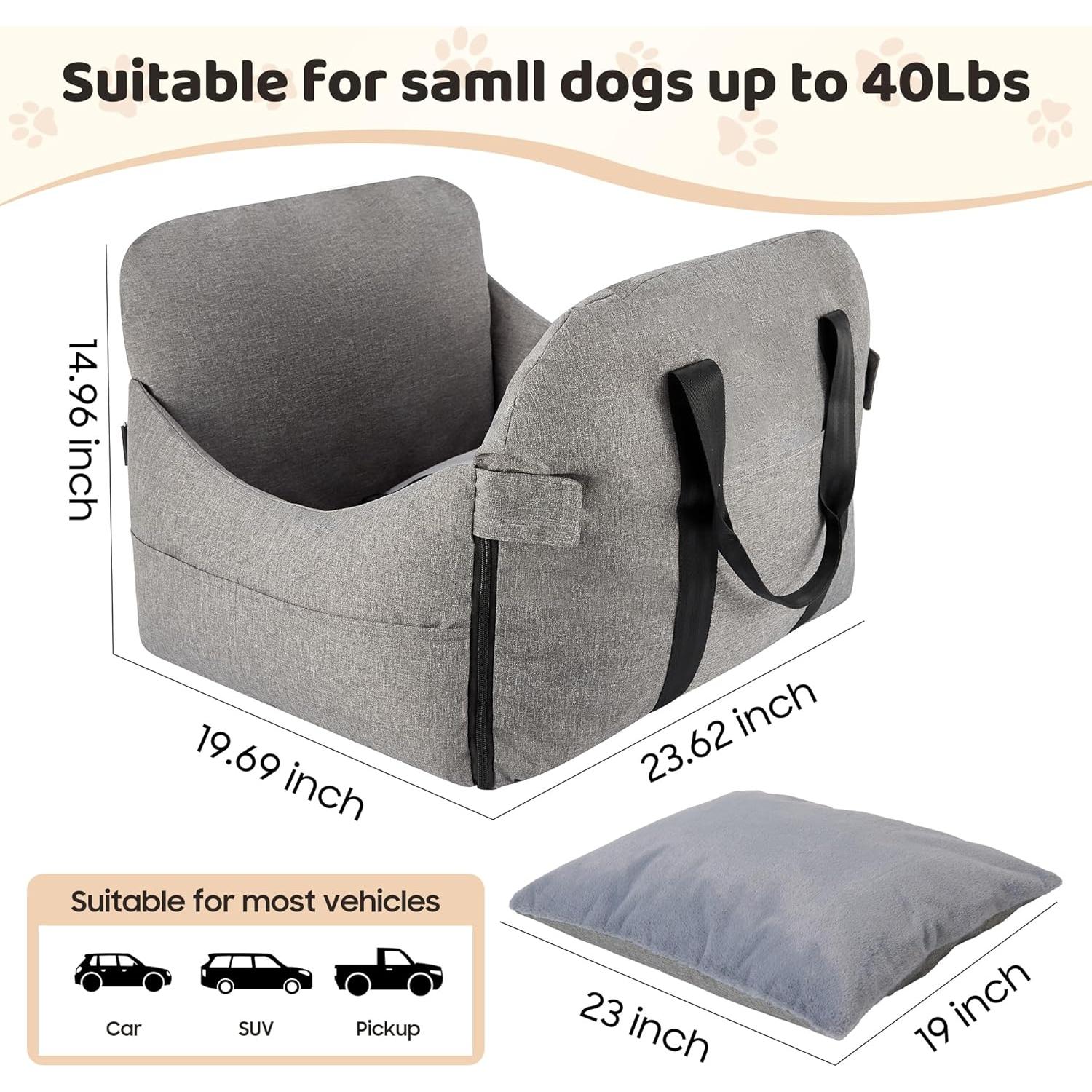 Asiento de Coche para Perros Pequeños y Medianos - Wu Xi Ku, 60x50 cm