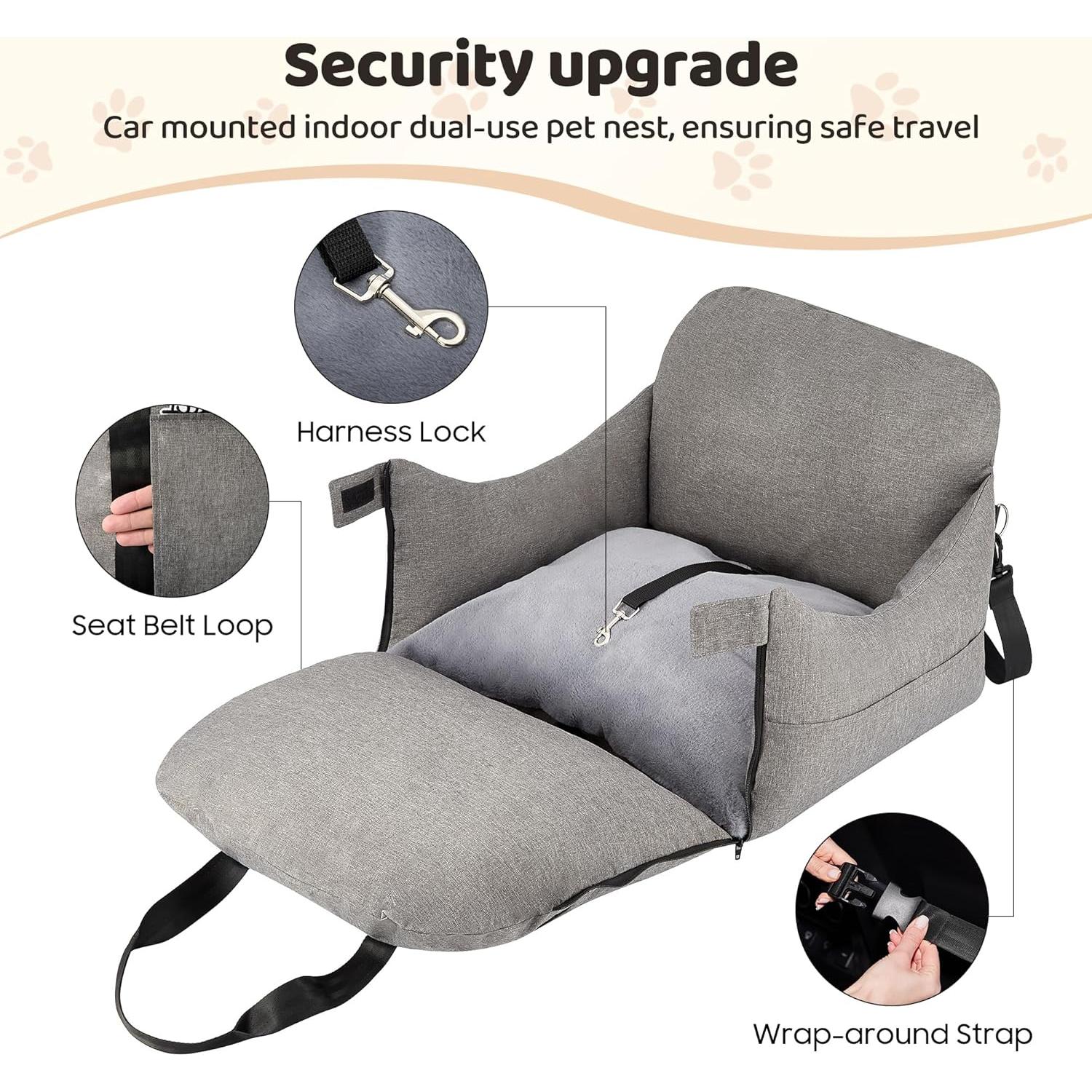 Asiento de Coche para Perros Pequeños y Medianos - Wu Xi Ku, 60x50 cm