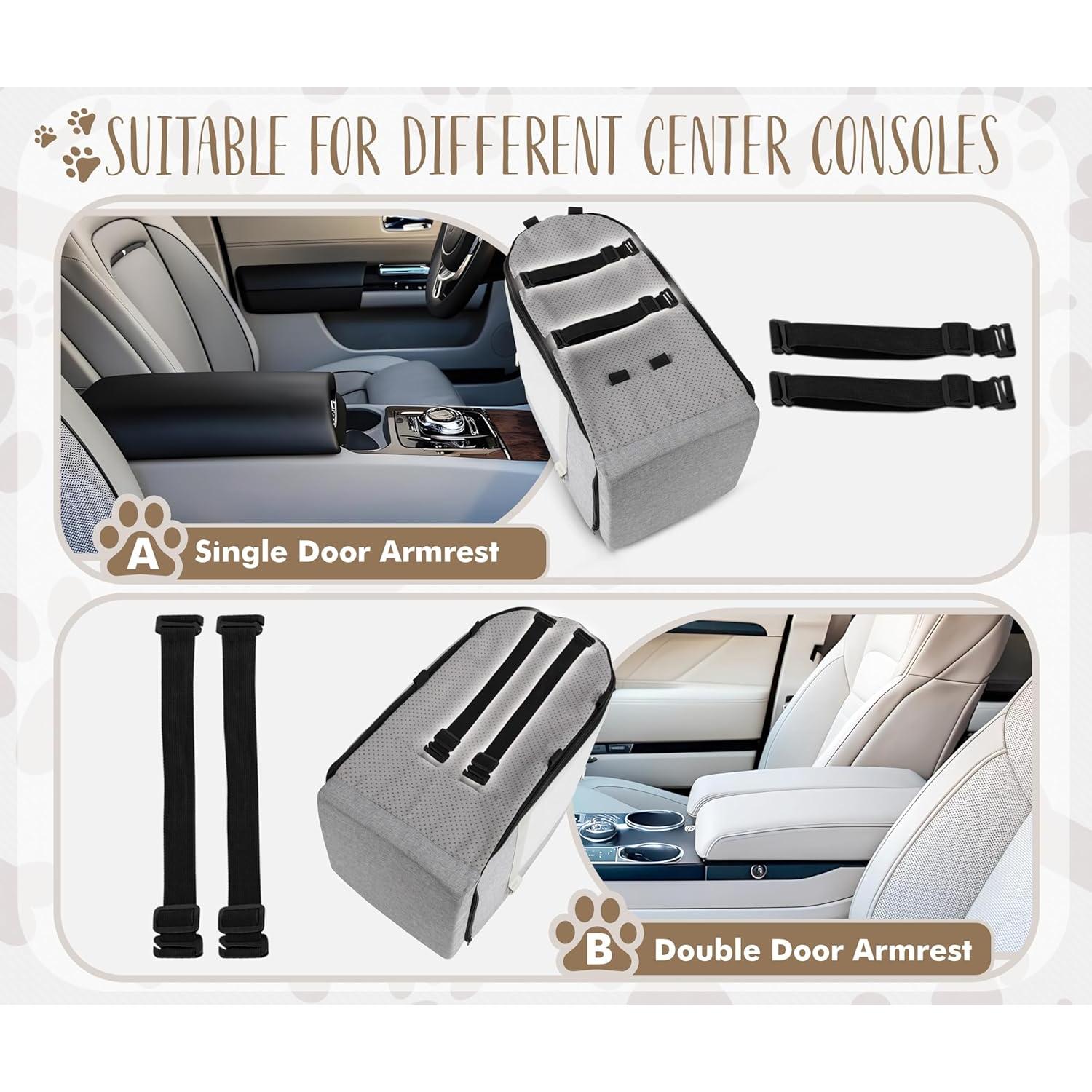 Asiento de Coche para Perros Pequeños LUMIES 48.3x25.4cm Gris