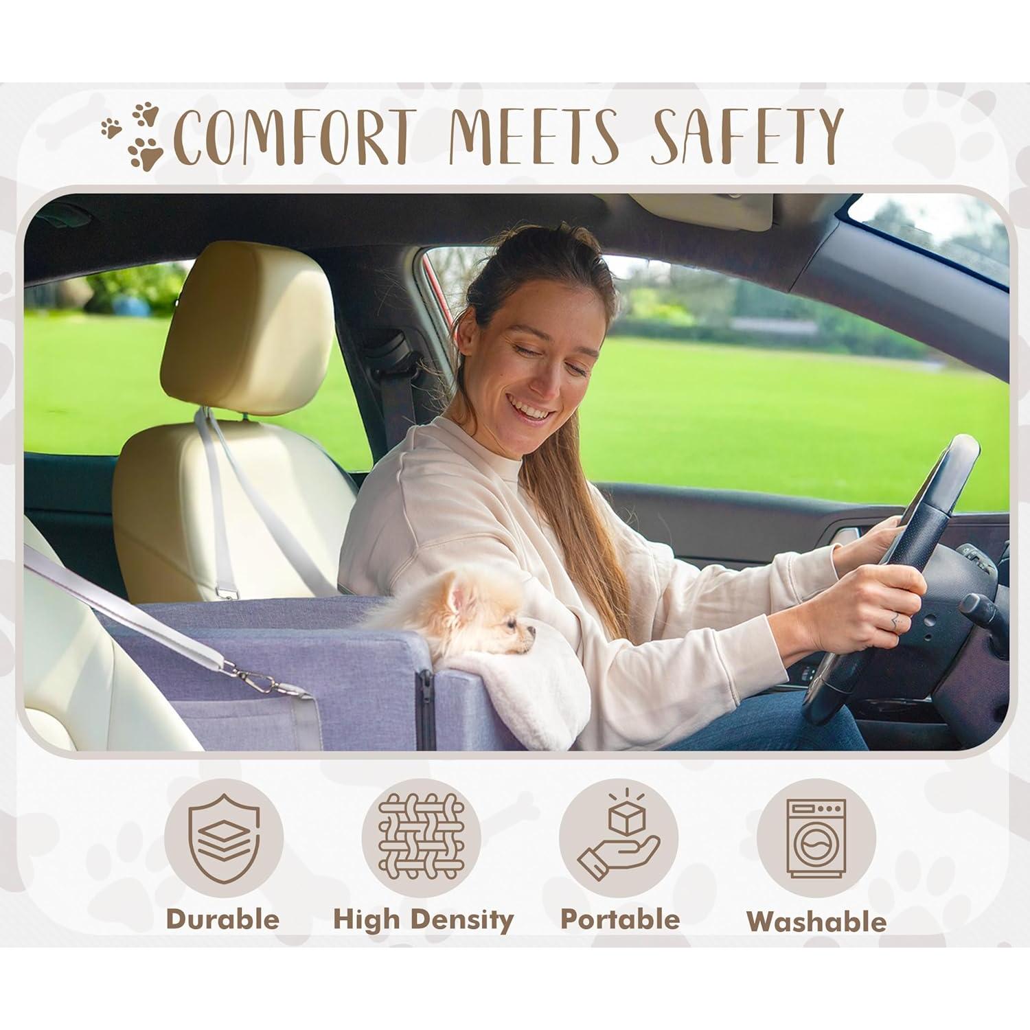 Asiento de Coche para Perros Pequeños LUMIES 48.3x25.4cm Gris