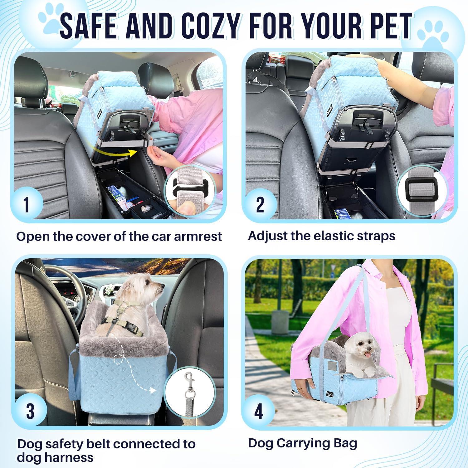 Asiento de Coche para Perros SlowTon Azul - Hasta 4 kg