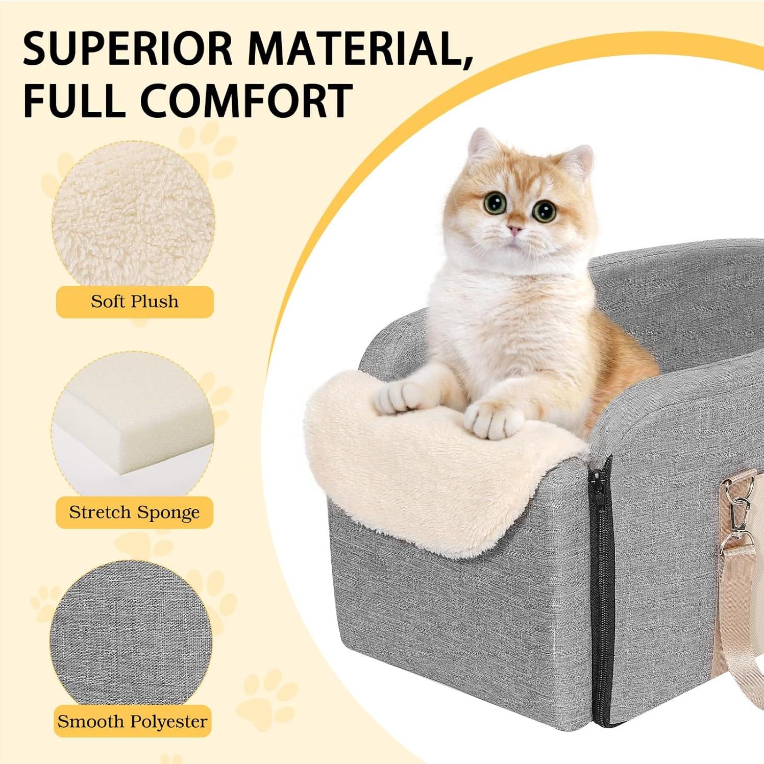 Asiento de Coche para Perros VavoPaw Consola Pickup Gris 48x38cm