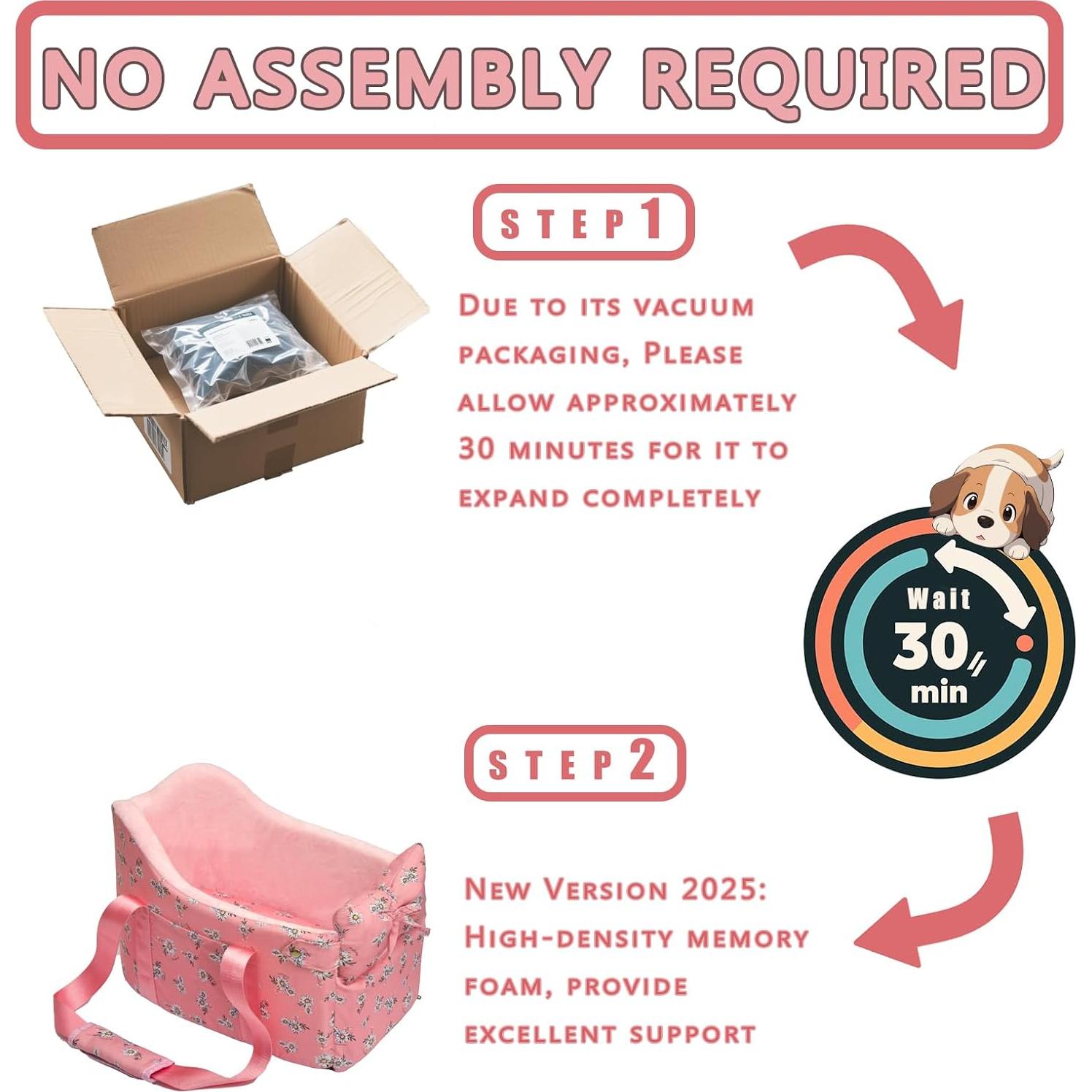 Asiento para perro Cullaby para consola central compacto Rosa