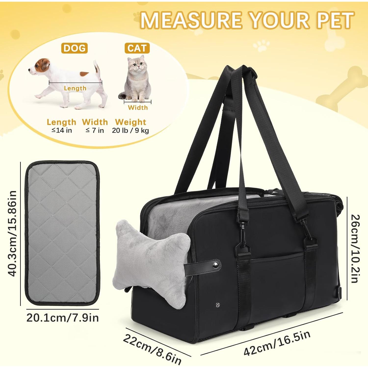 Asiento de Coche para Perros PetsHome Negro 42x22x26cm