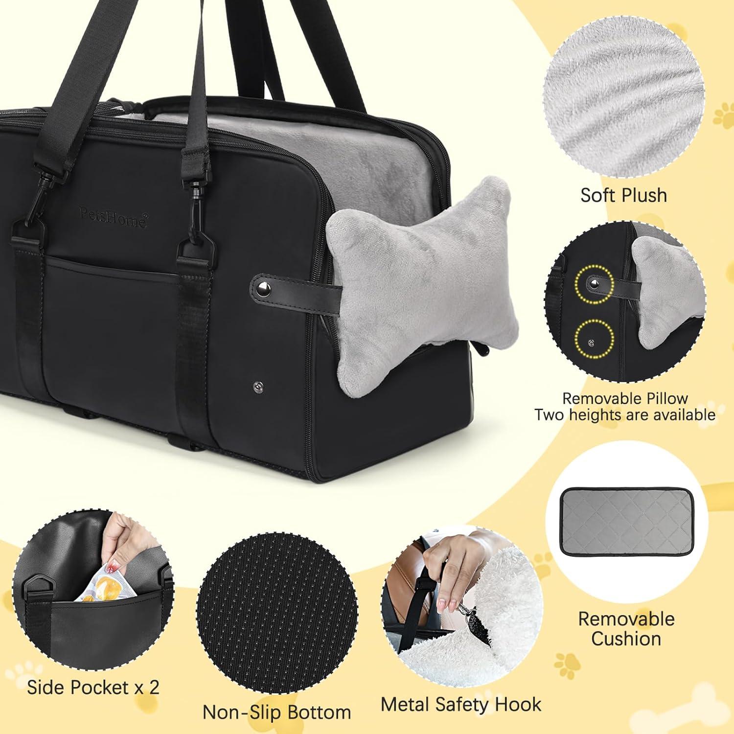 Asiento de Coche para Perros PetsHome Negro 42x22x26cm