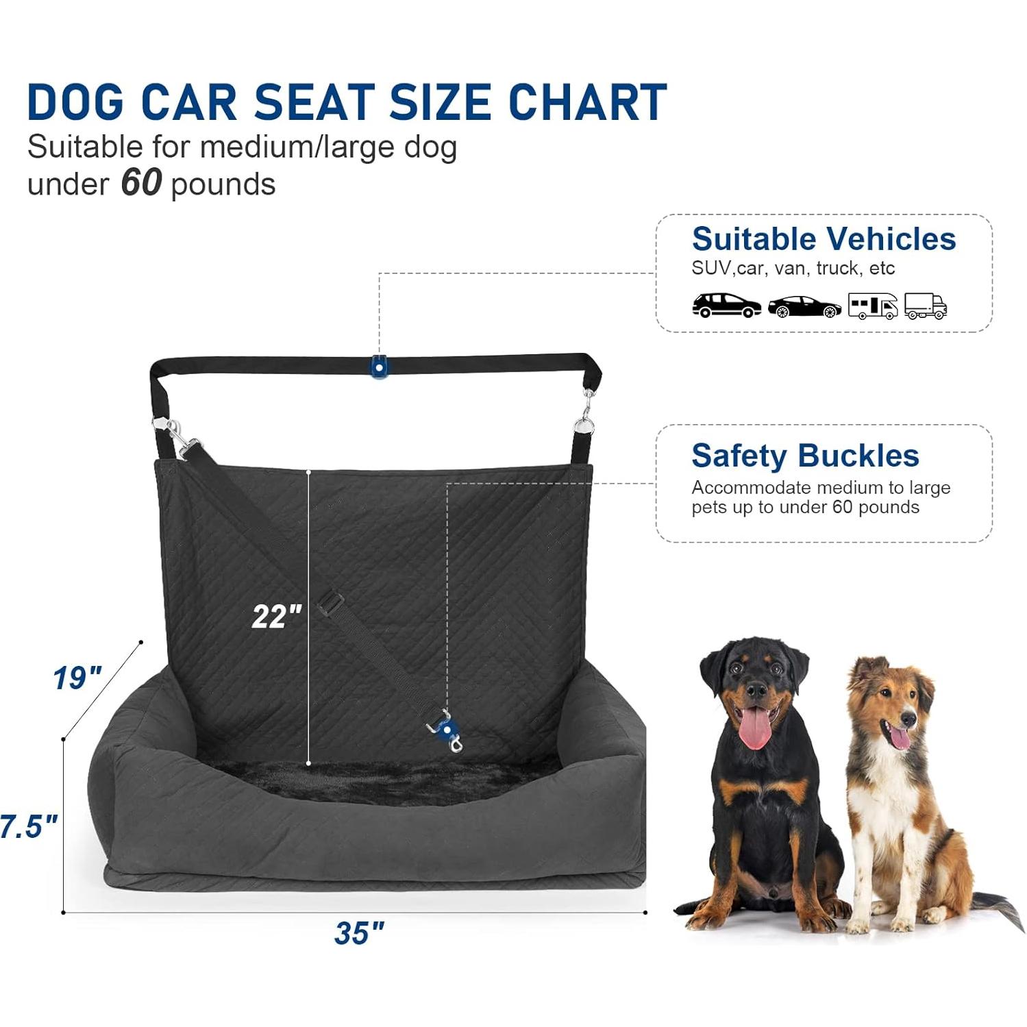 Asiento de Coche para Perros Bnonya Mediano 88.9x48.3cm Antideslizante