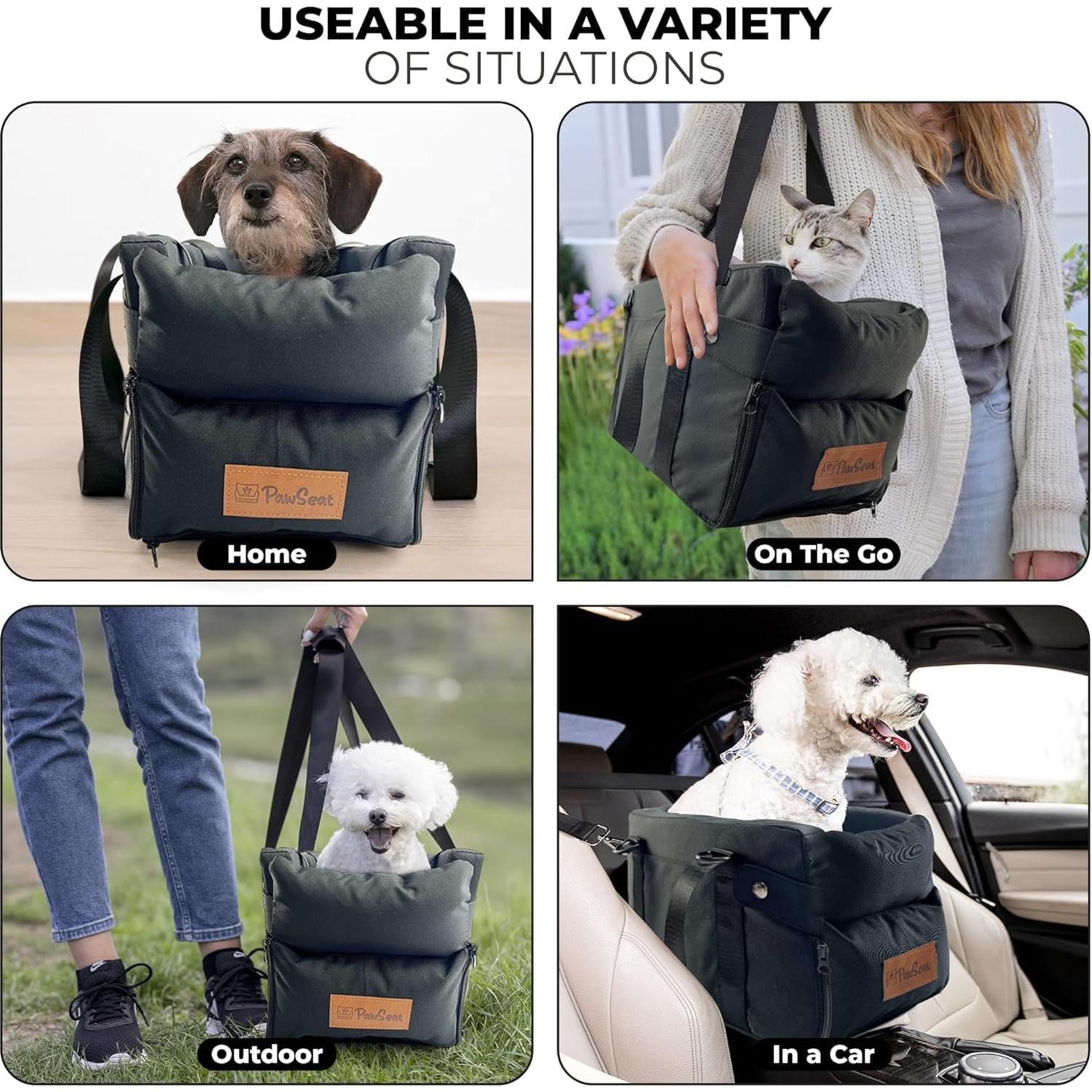 Asiento Elevador para Perros Pawseat Negro 2-6Kg con Seguridad