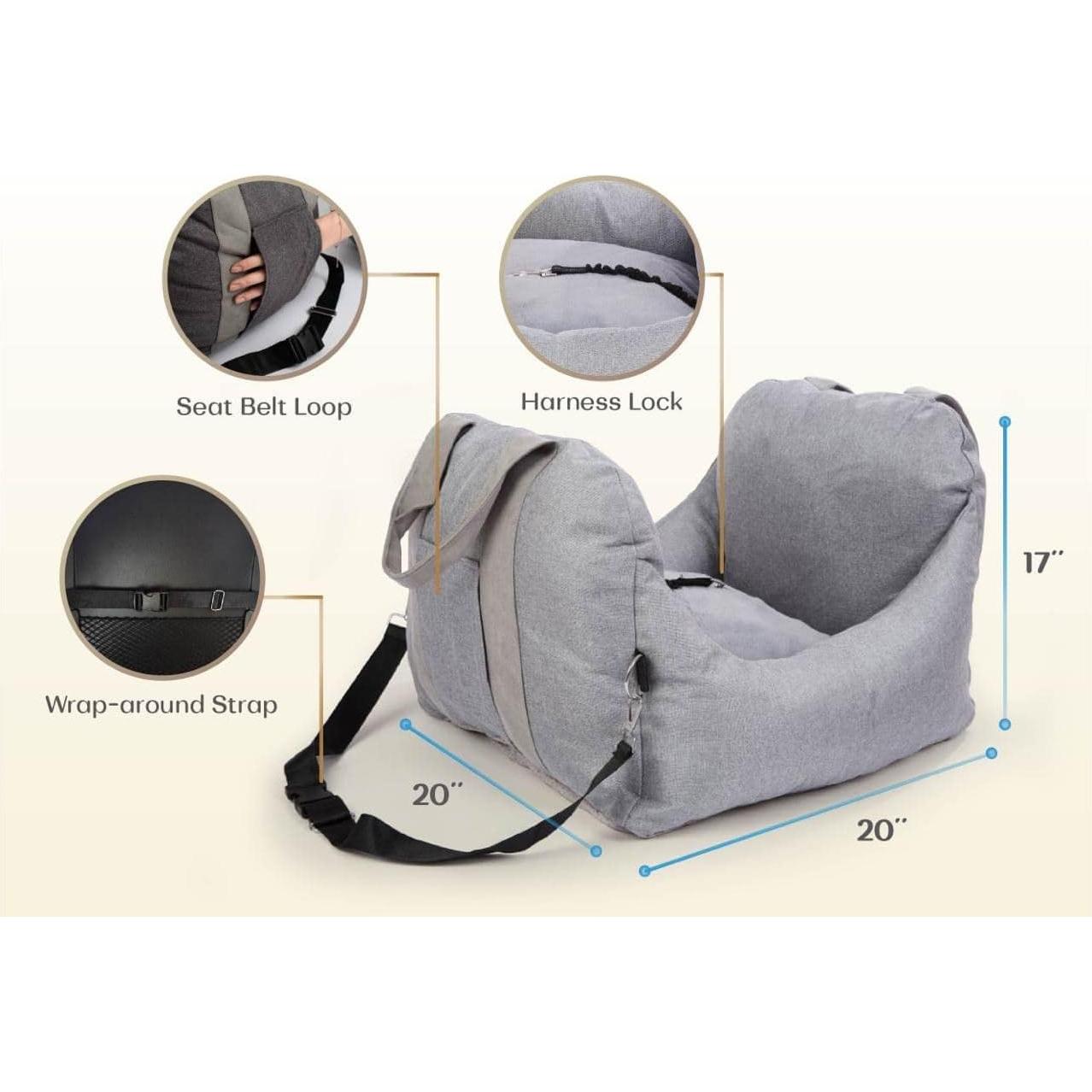 Asiento de Coche para Perros PET AWESOME Gris Claro 50.8x50.8cm