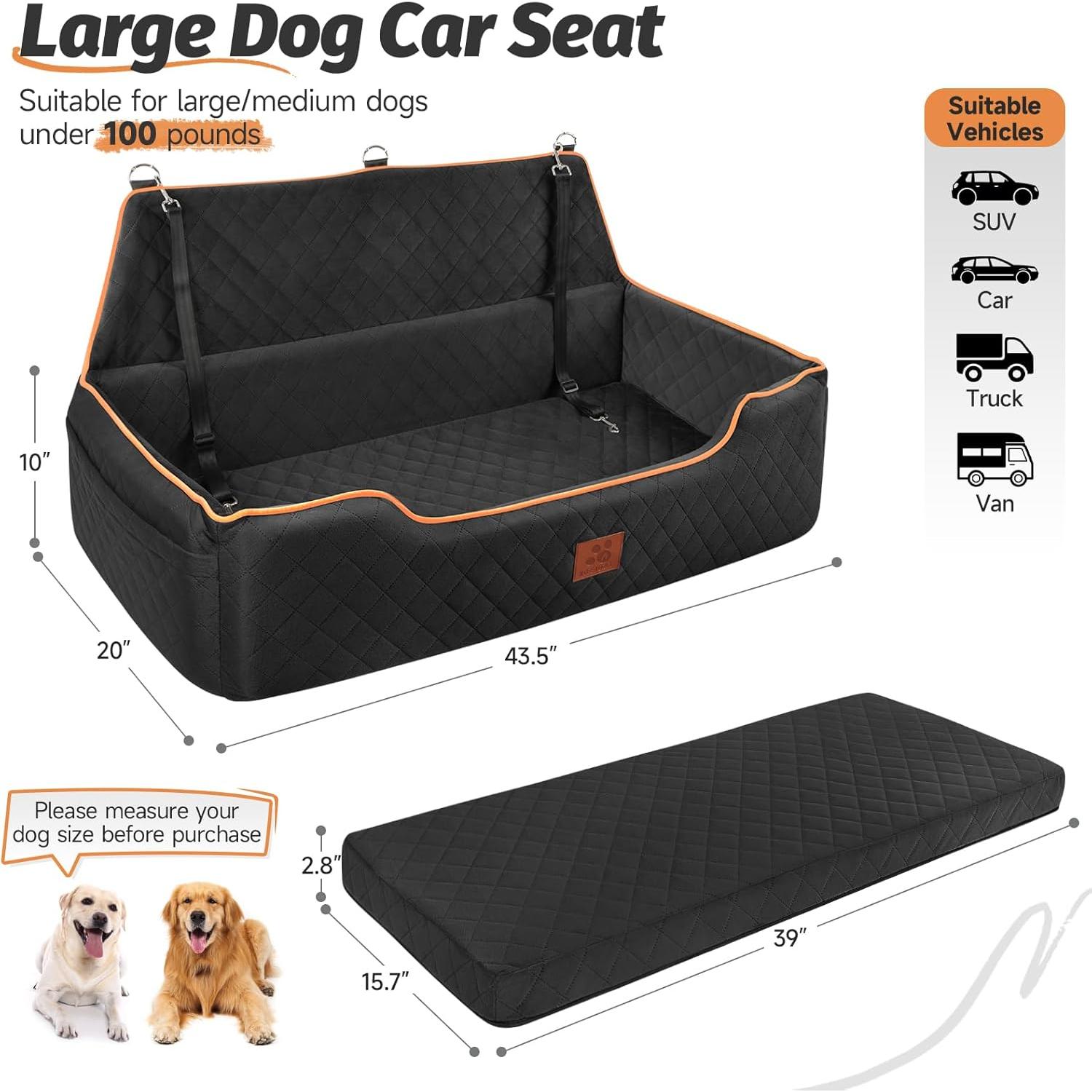 Asiento de Coche para Perros Grandes XIEEAOZEE XL Desmontable