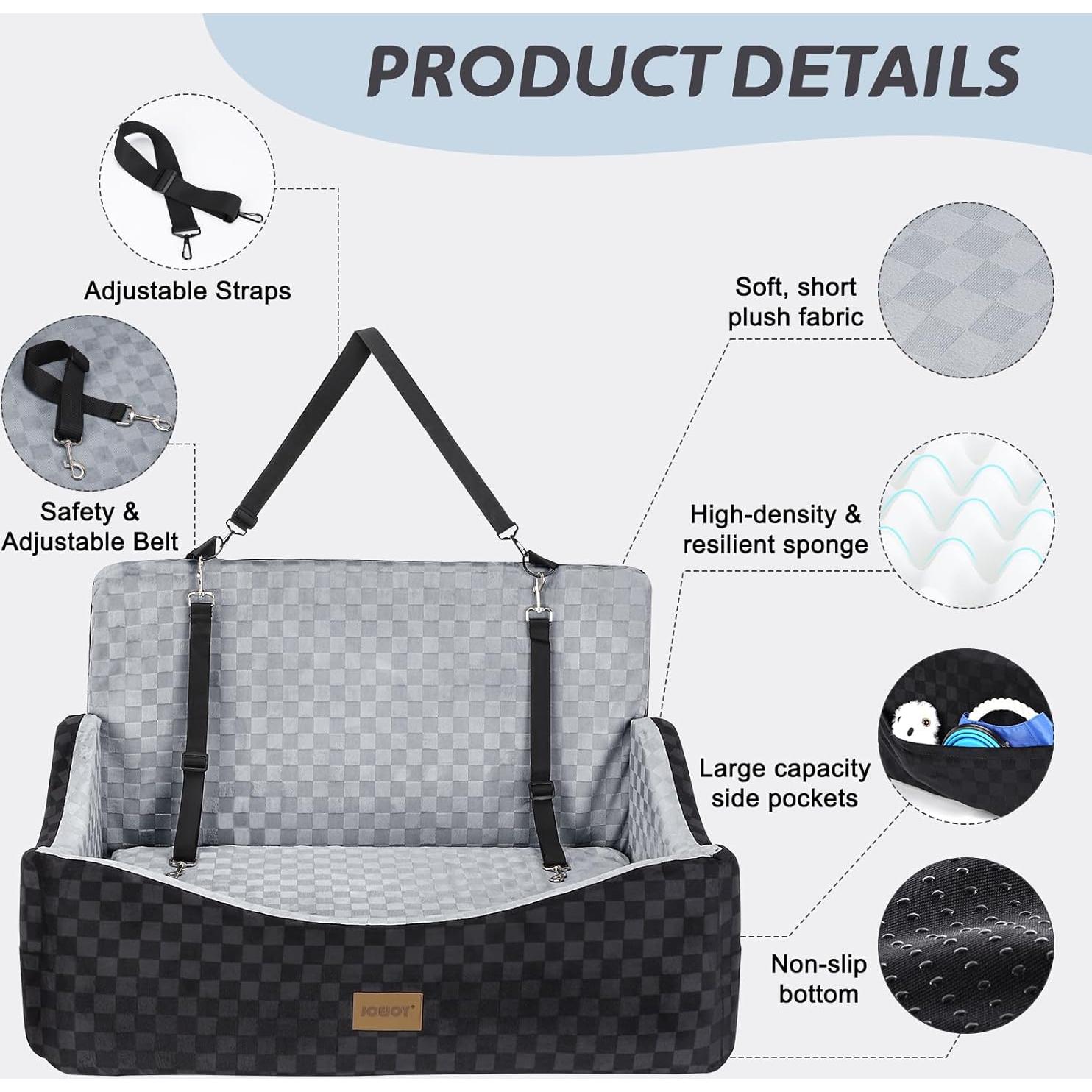 Silla de Coche para Perros JOEJOY - Elevador Lavable 76x48cm