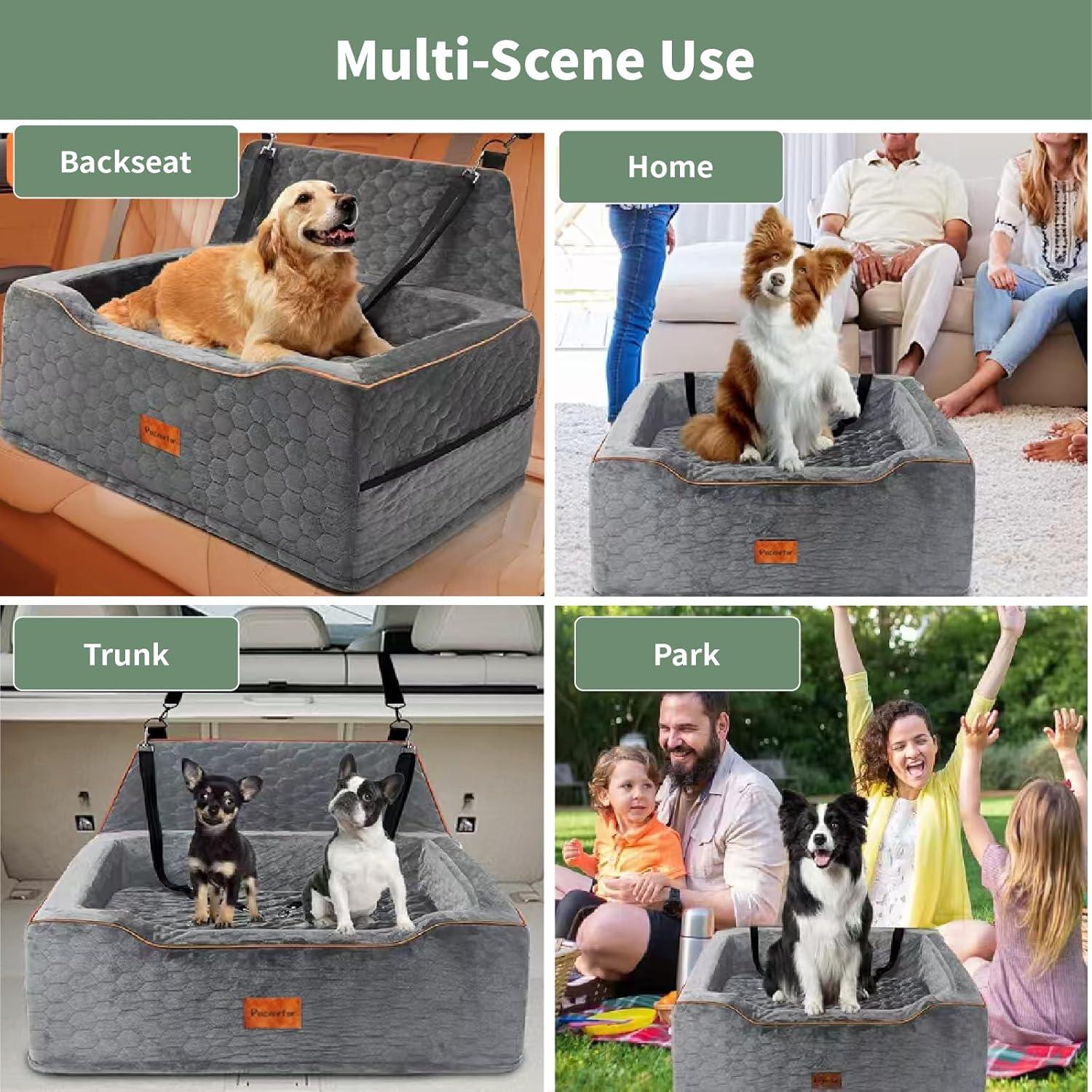 Asiento de Coche Elevador para Perros Pozmrtsr Grande Gris