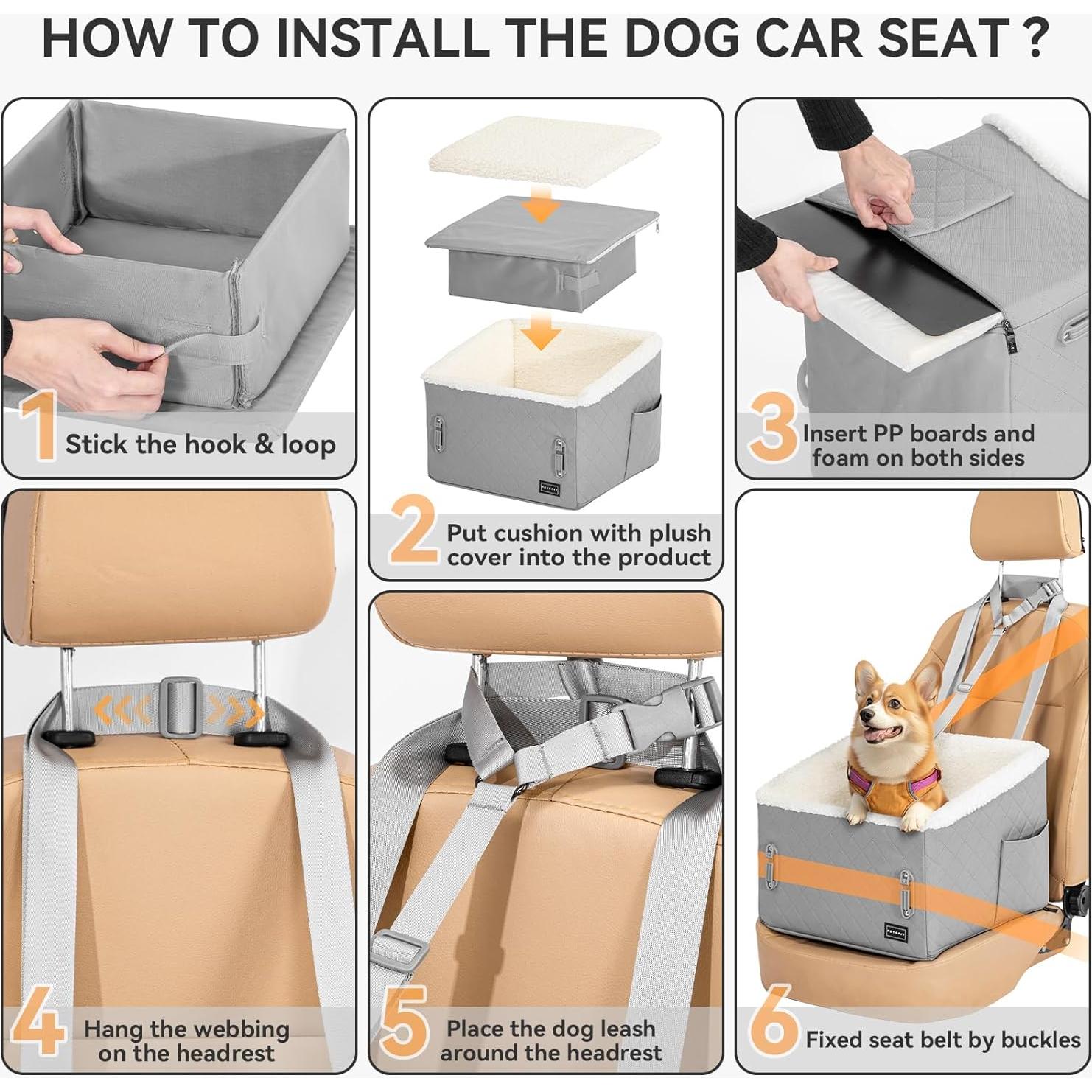 Asiento de Coche Elevador para Perros PETSFIT 49x40x34cm Gris