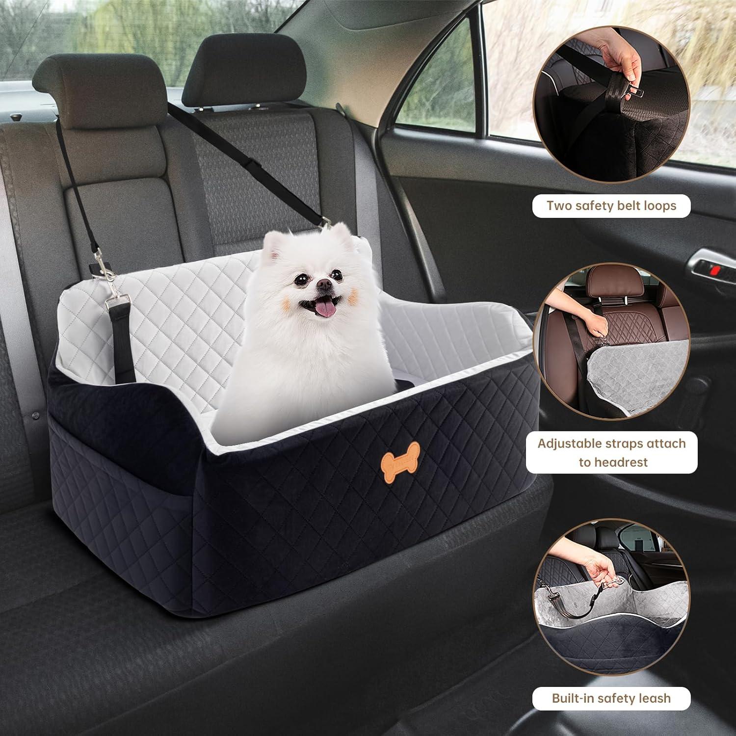 Asiento de Coche para Perro Grande KEELUXE 71x48cm Gris/Negro