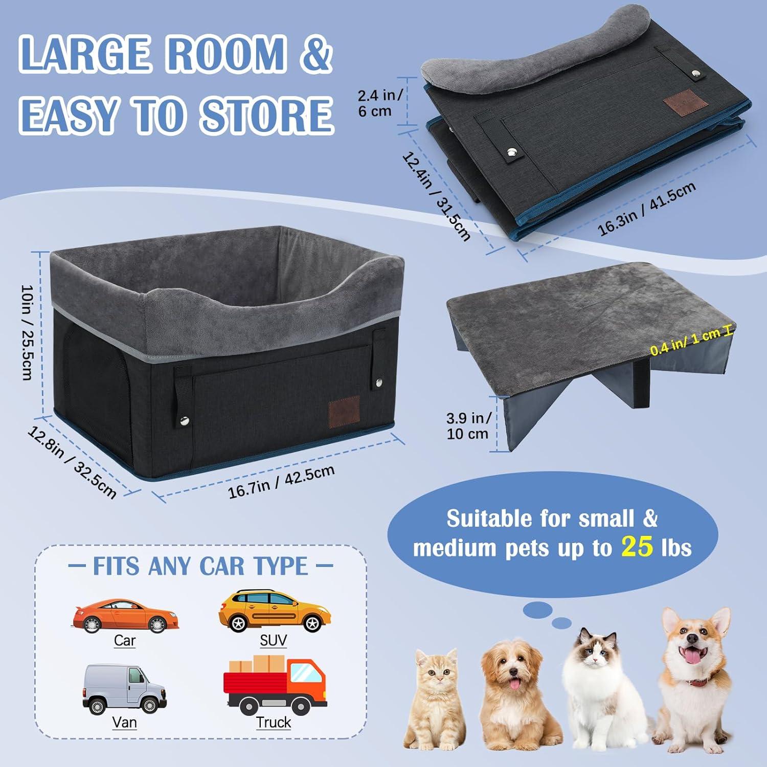 Asiento de Coche para Perros PetsHome Negro 42.5x32.5cm hasta 11kg