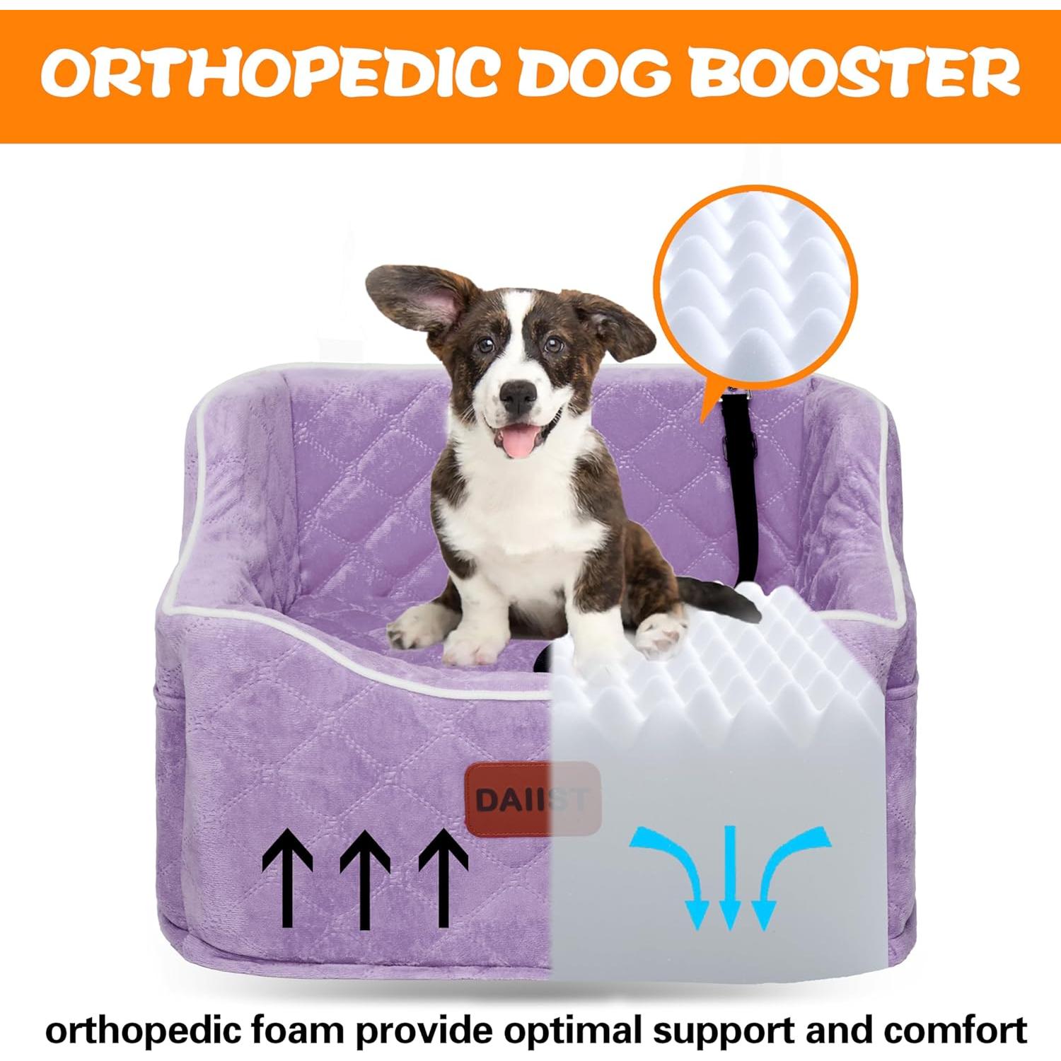 Asiento de Coche Elevado para Perros DAIIST 48x43 cm Púrpura