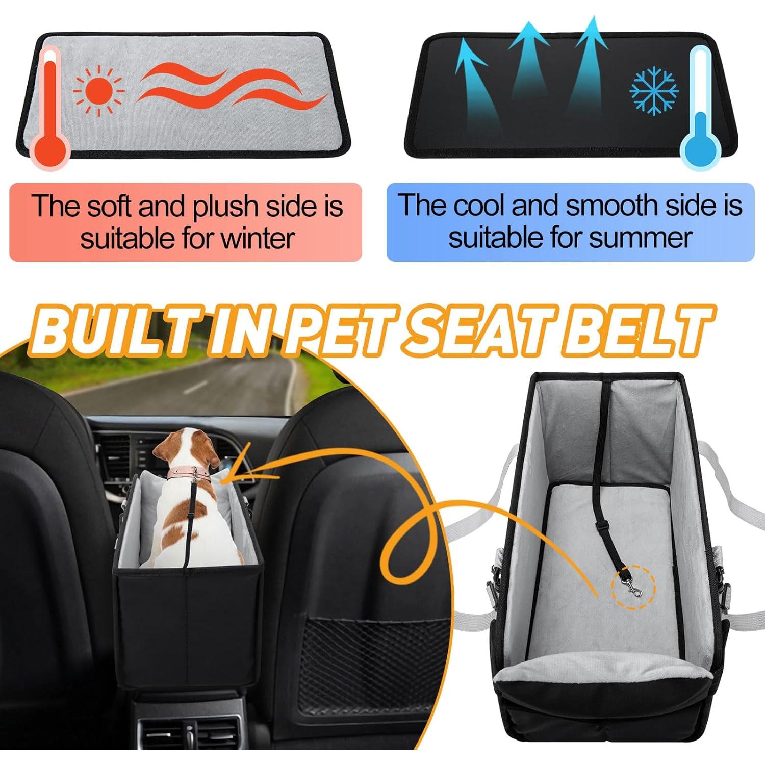 Asiento Elevador para Perros NECKORY - Consola Central Negro