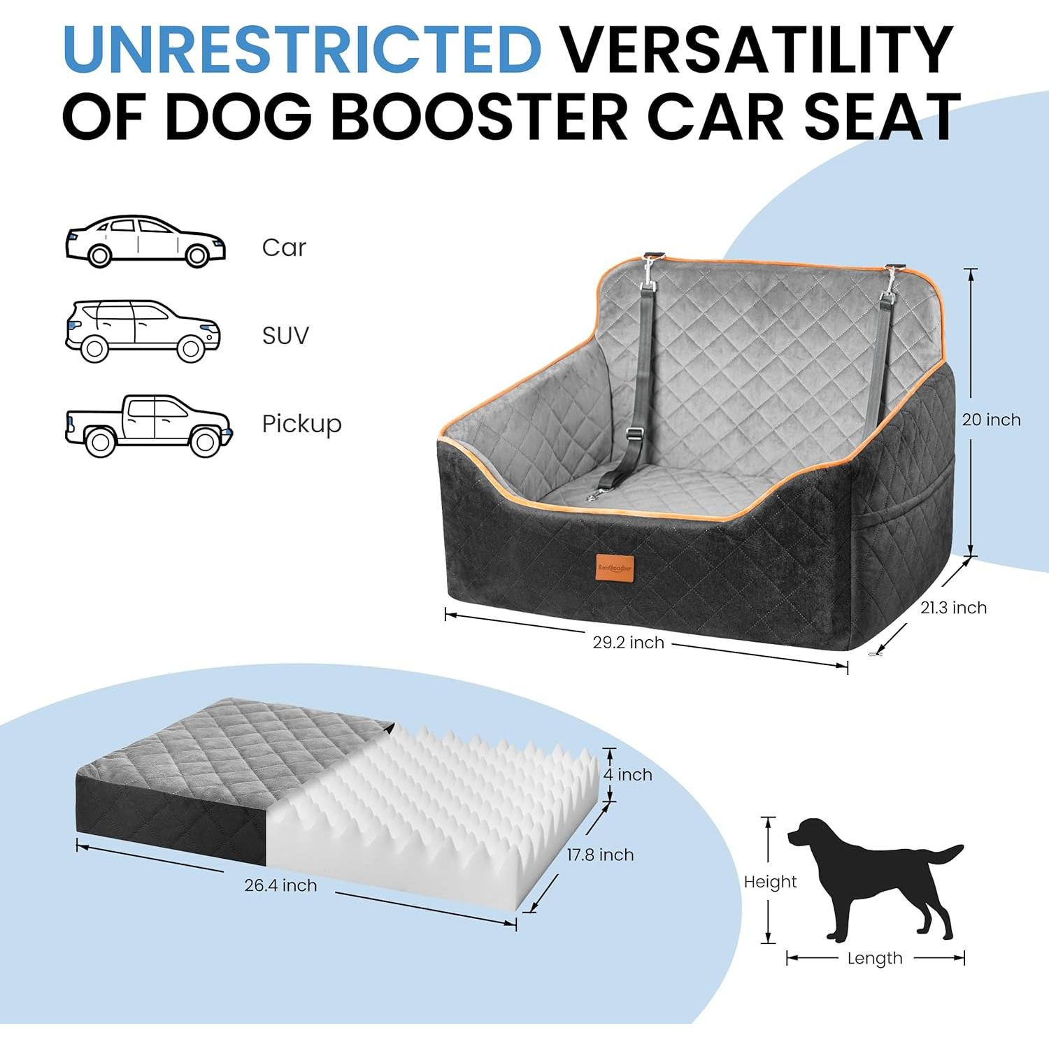 Asiento de Coche para Perros Medianos Sangoodier - Acolchado Impermeable