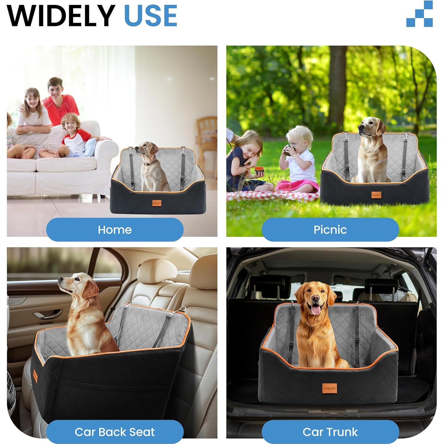 Asiento de Coche para Perros Medianos Sangoodier - Acolchado Impermeable