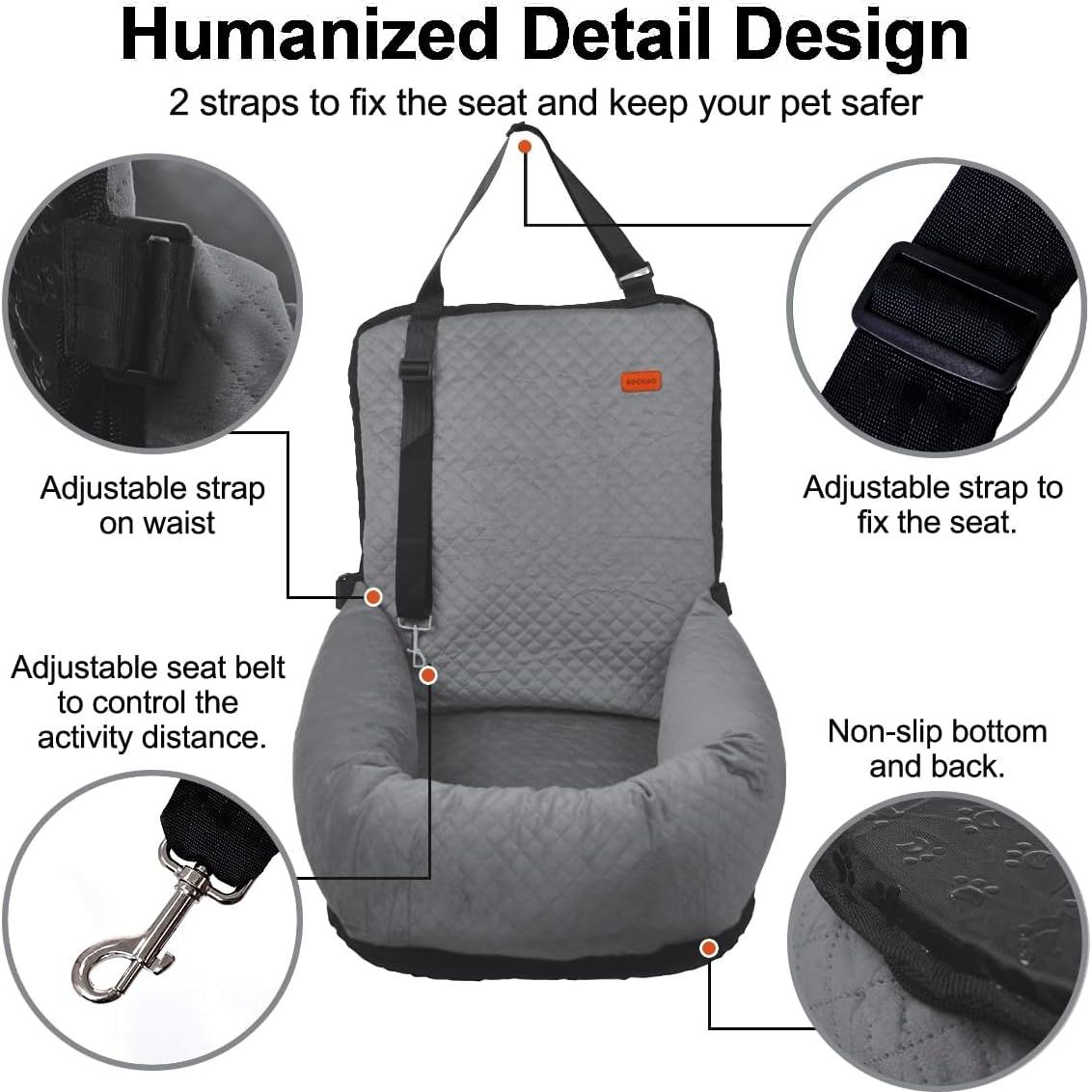 Asiento de Coche para Perros WANZQHONG Gris 55x53cm hasta 18kg