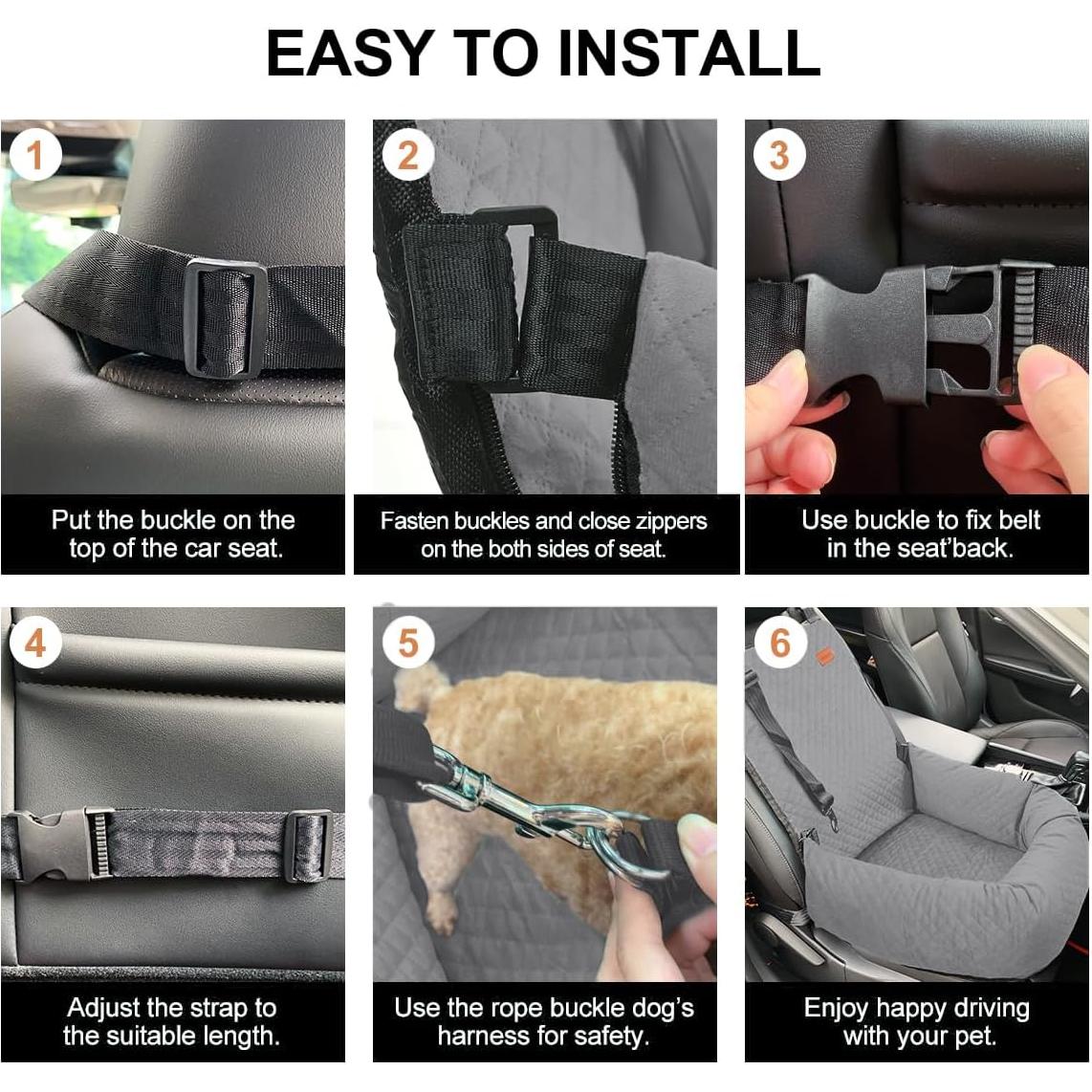 Asiento de Coche para Perros WANZQHONG Gris 55x53cm hasta 18kg