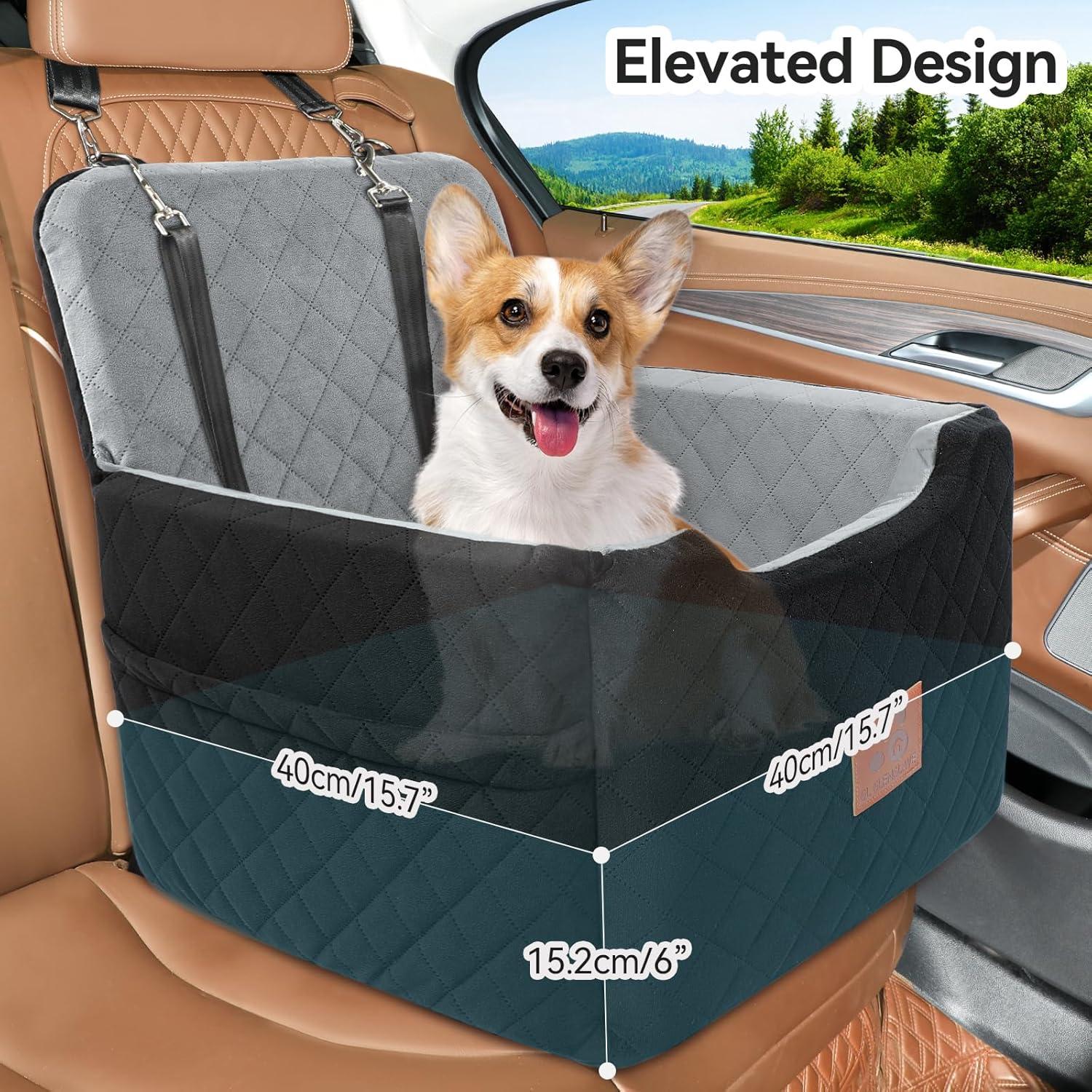 Asiento de Coche Elevado para Perros GL GLENSLAVE 50cm - Negro/Gris