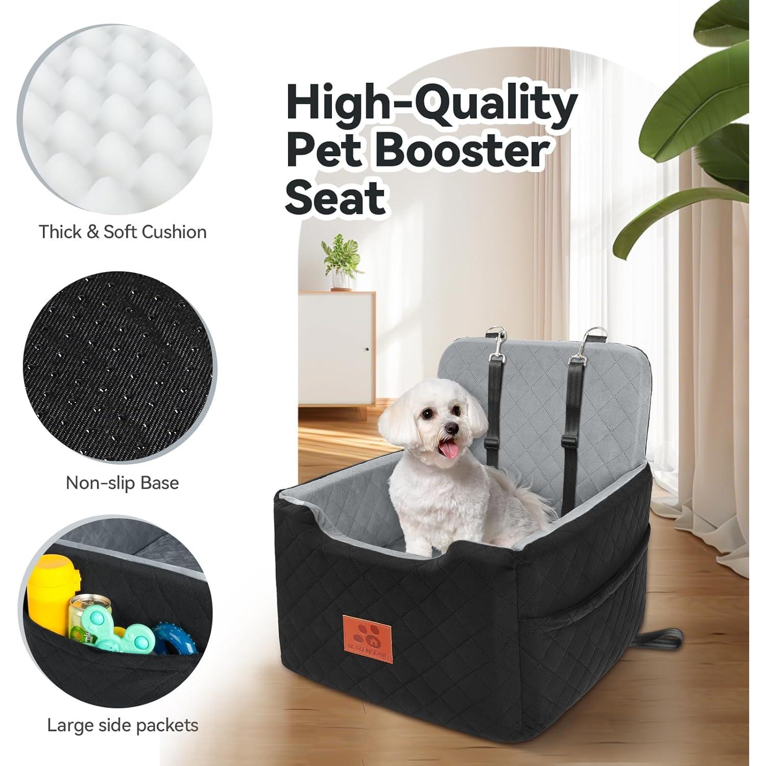 Asiento de Coche Elevado para Perros GL GLENSLAVE 50cm - Negro/Gris