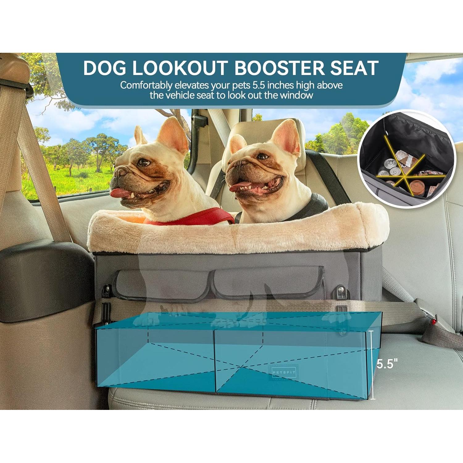 Asiento Elevador para Perros Medianos Petsfit Gris Profundo