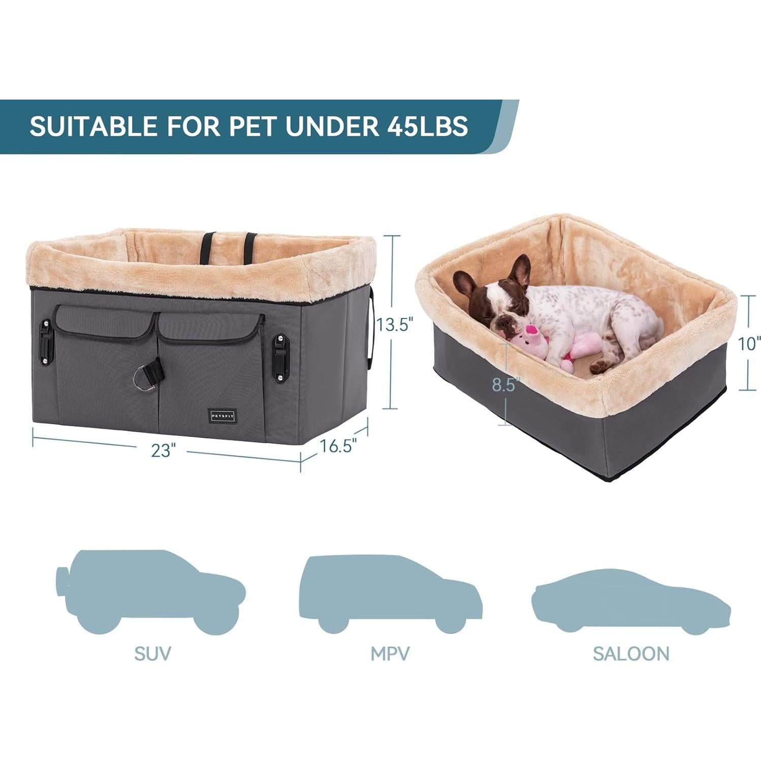 Asiento Elevador para Perros Medianos Petsfit Gris Profundo