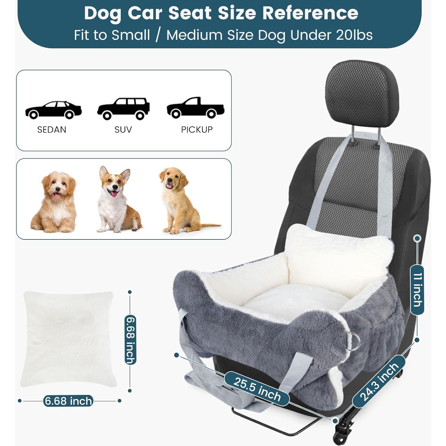 Asiento de Coche para Perros CHENOVE Pequeño 65x62x28cm Gris