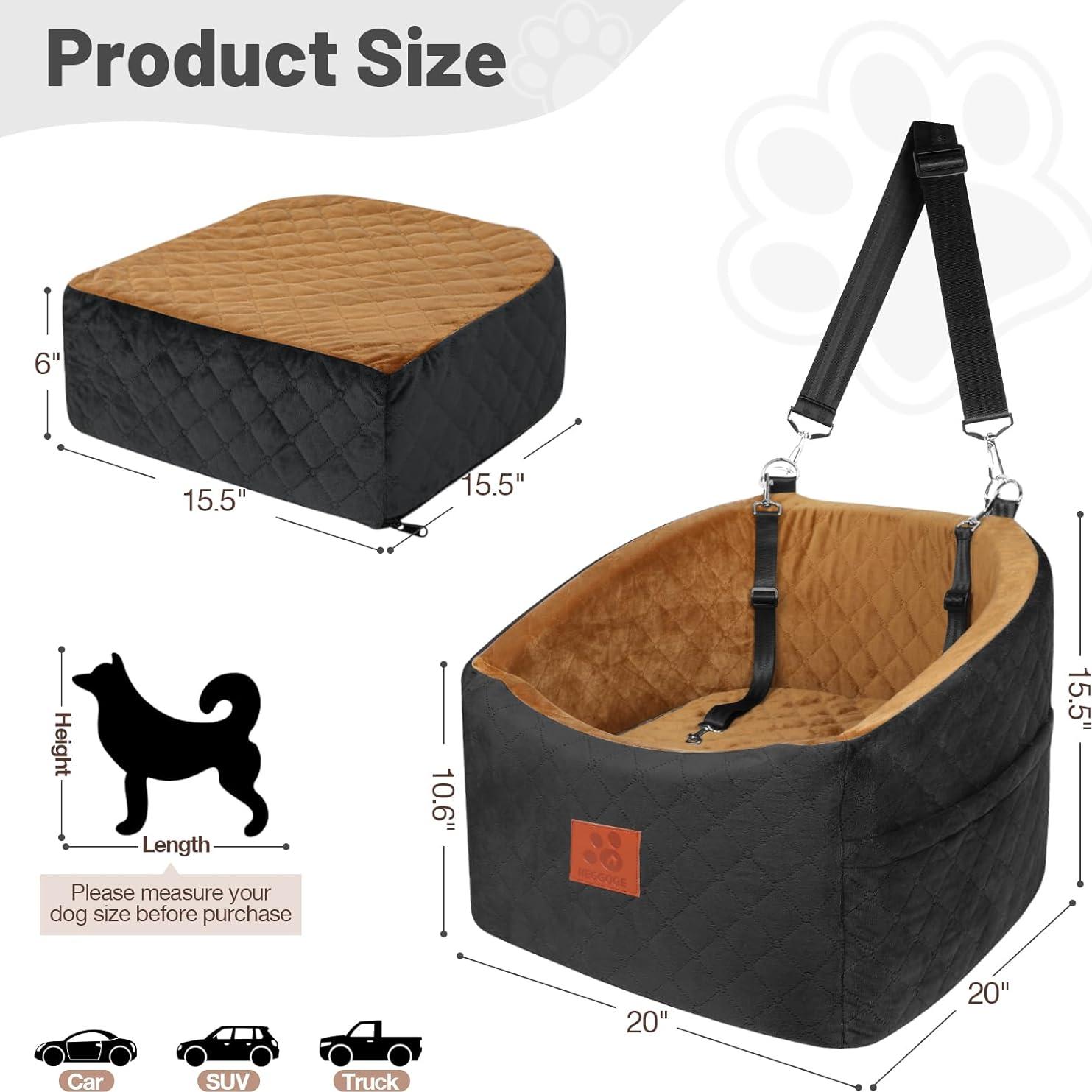 Asiento de Coche para Perros HEGCOOE Elevado 50.8x50.8cm