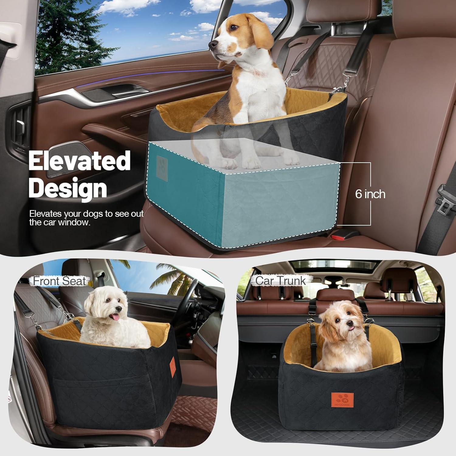 Asiento de Coche para Perros HEGCOOE Elevado 50.8x50.8cm