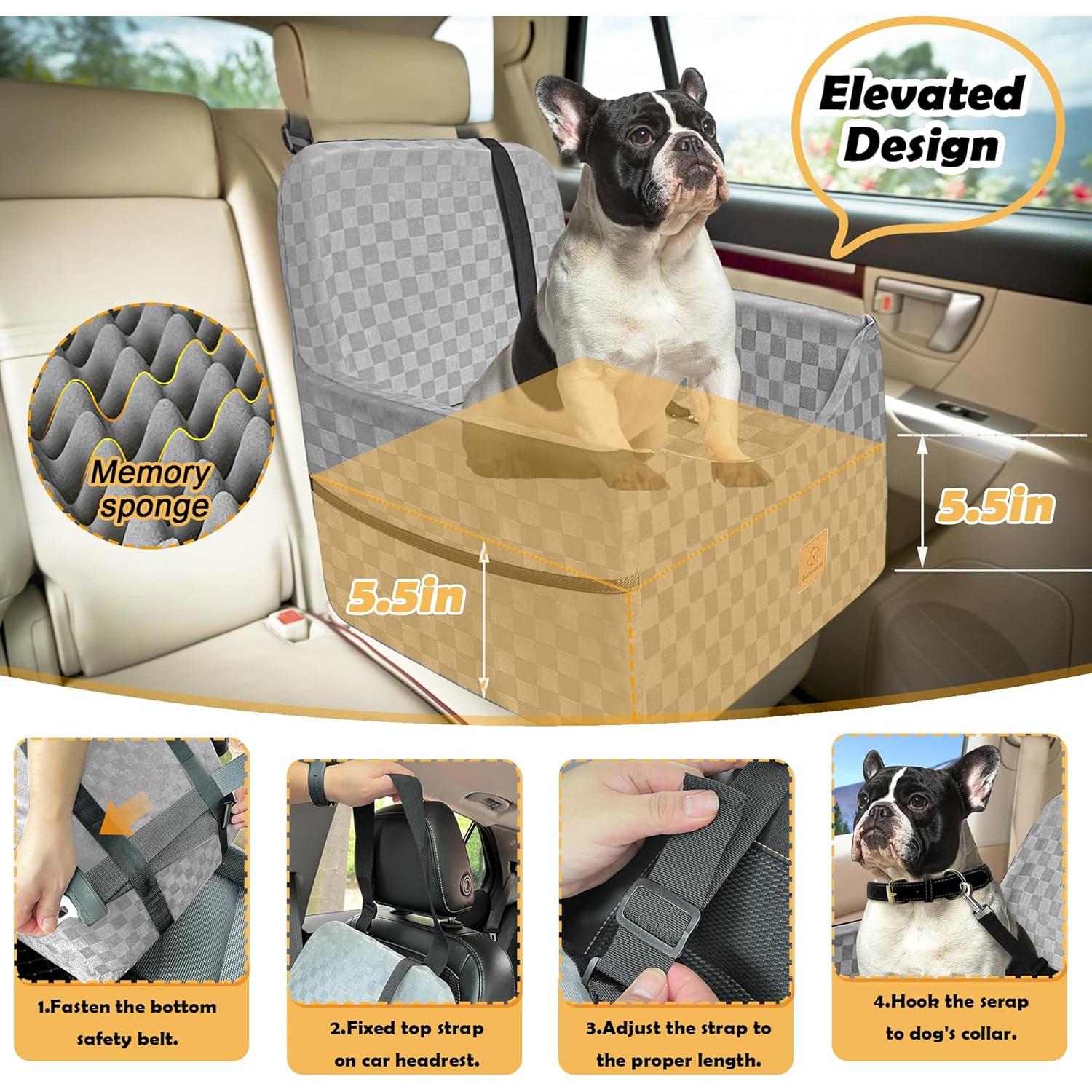 Asiento de Coche Elevador para Perros Zuffeloria Gris hasta 15.88 kg